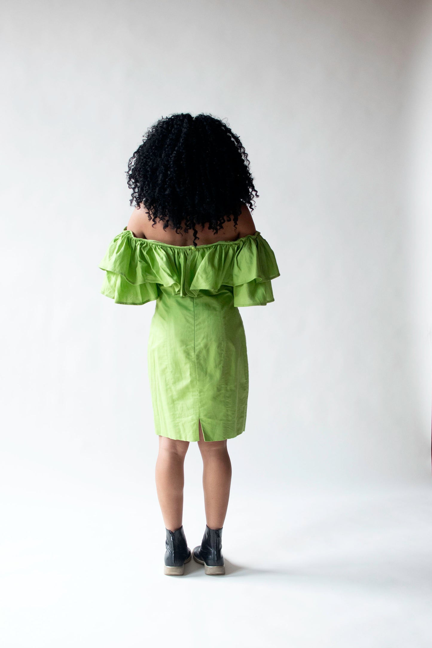 Green Ruffle Collar Dress | Jan Barboglio