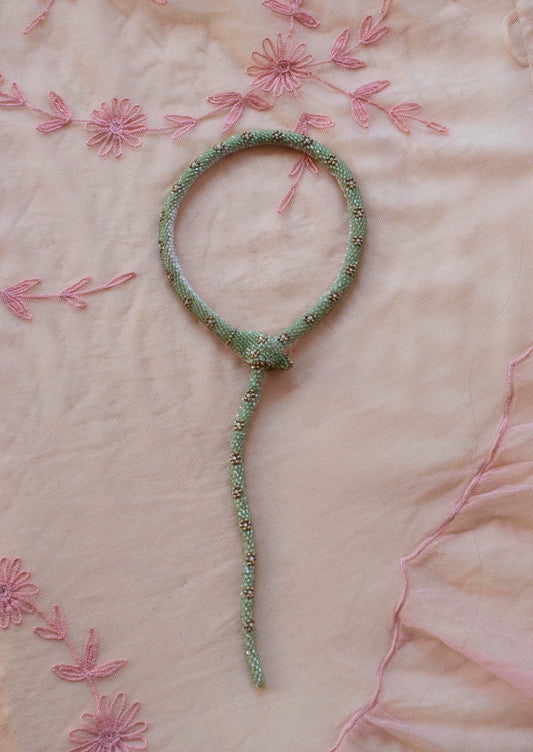 Bead Crochet Snake | Pale Green Flower