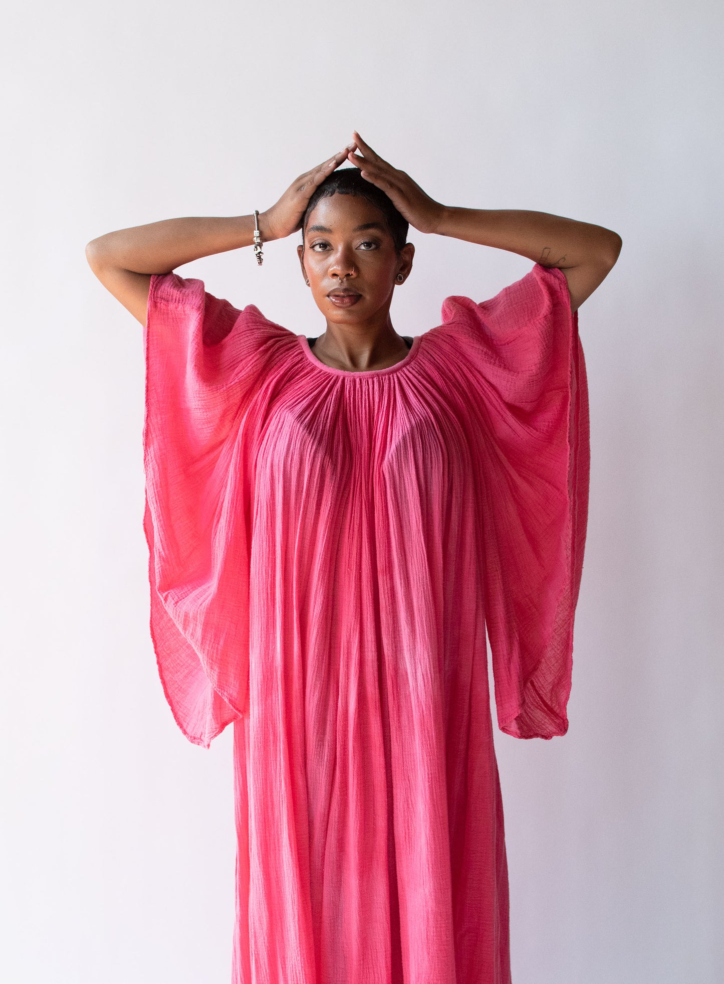 1970s Watermelon Gauze Dress