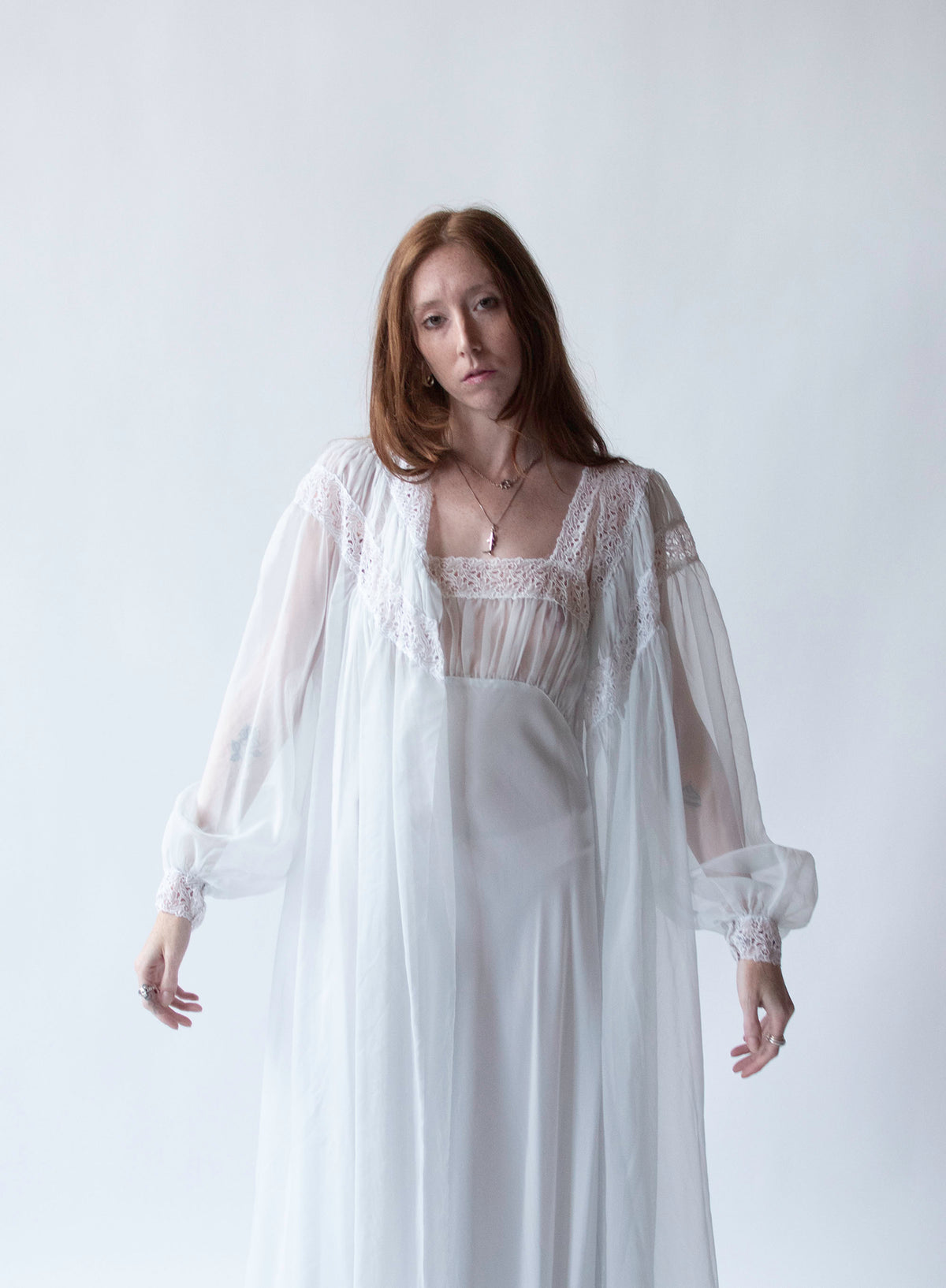 1950s Ice Blue Peignoir