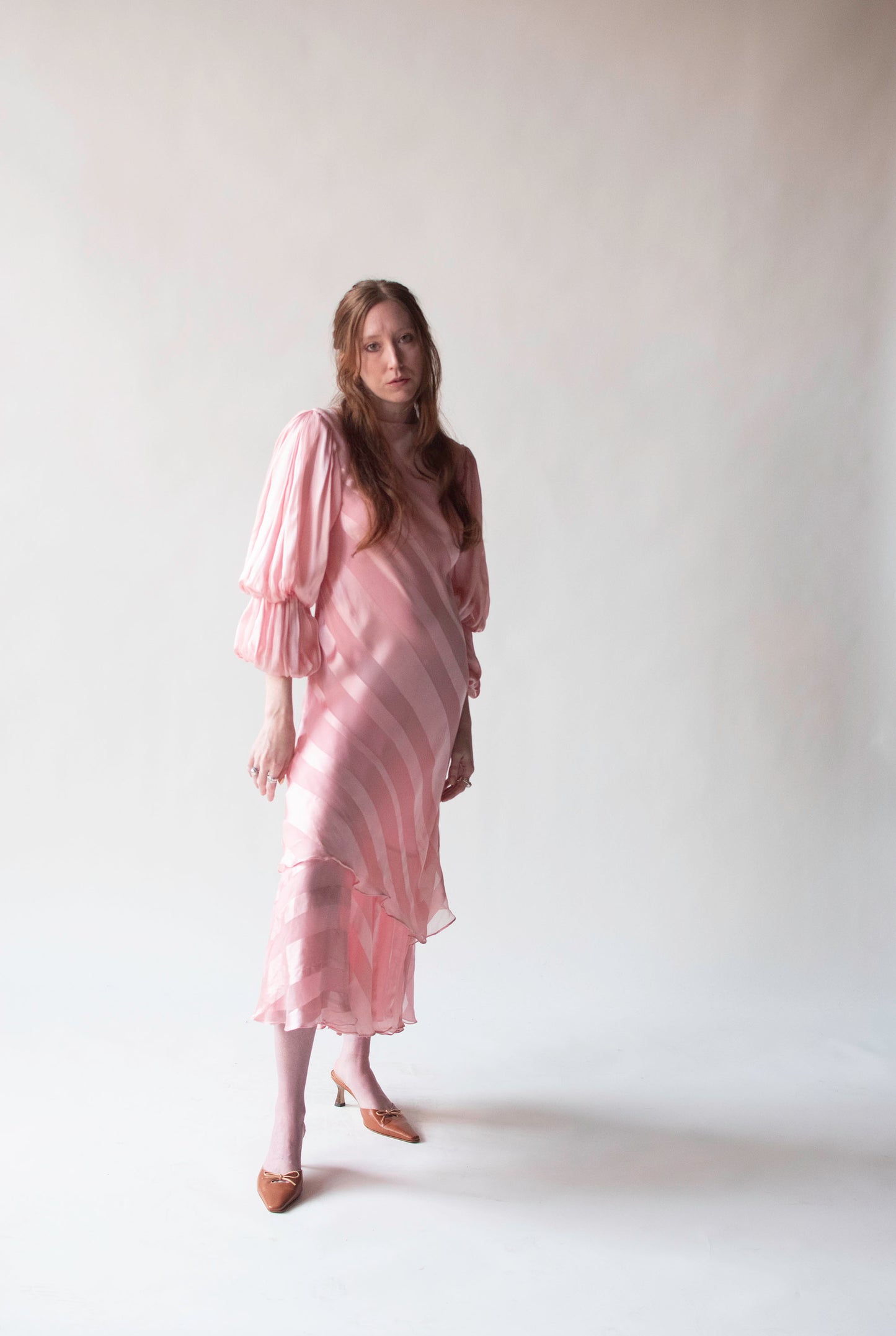 1980s Pink Silk Dress