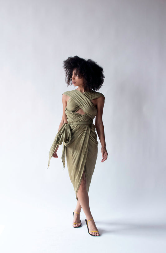 Convertible Linen Wrap Skirt / Dress | Romeo Gigli for Callaghan 1989