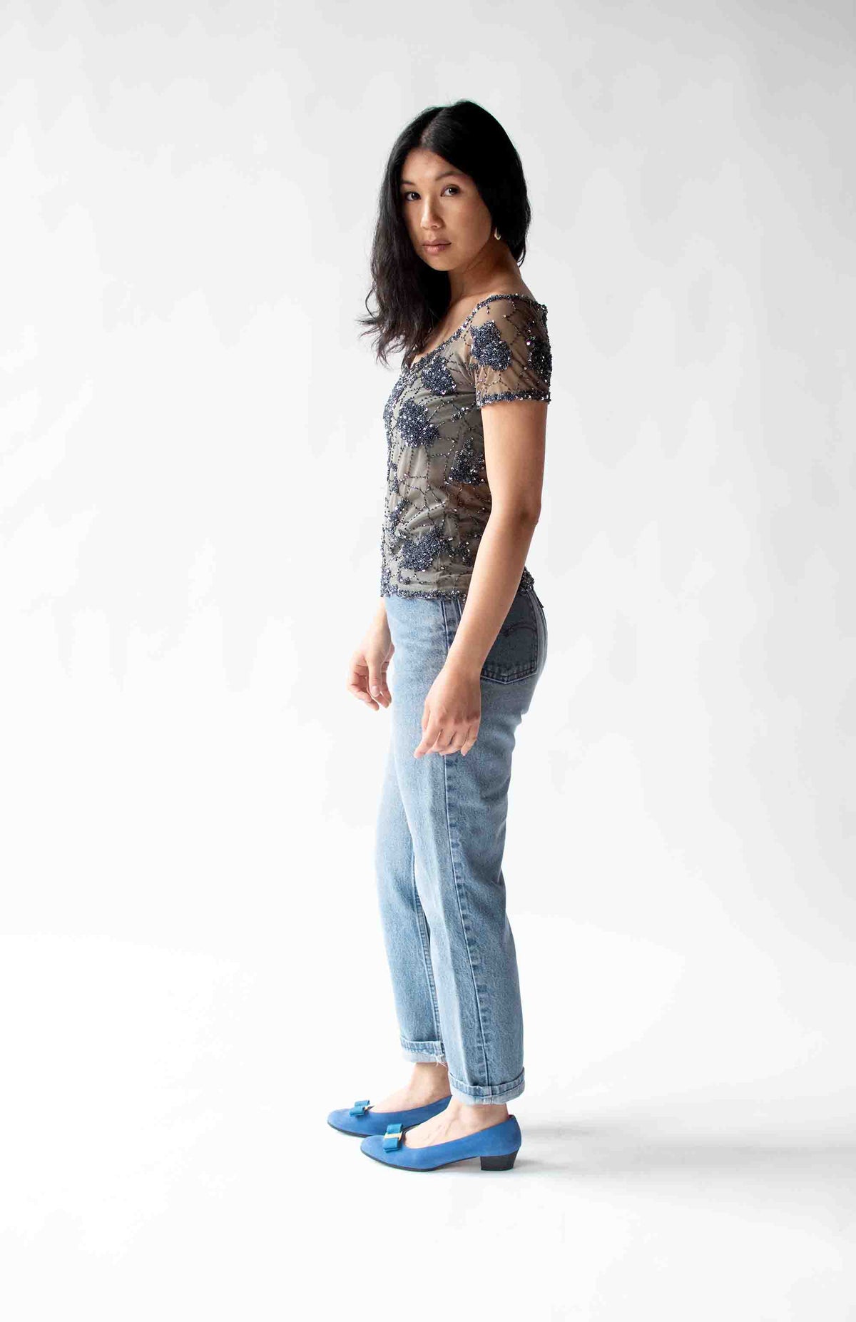 1990s Beaded Mesh Top | Krizia