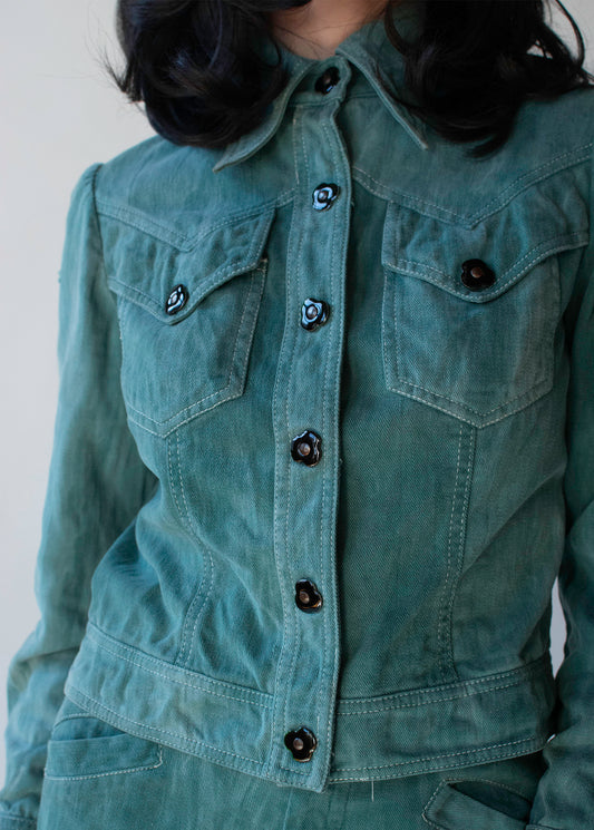 1970s Green Denim Set | Roberto Cavalli