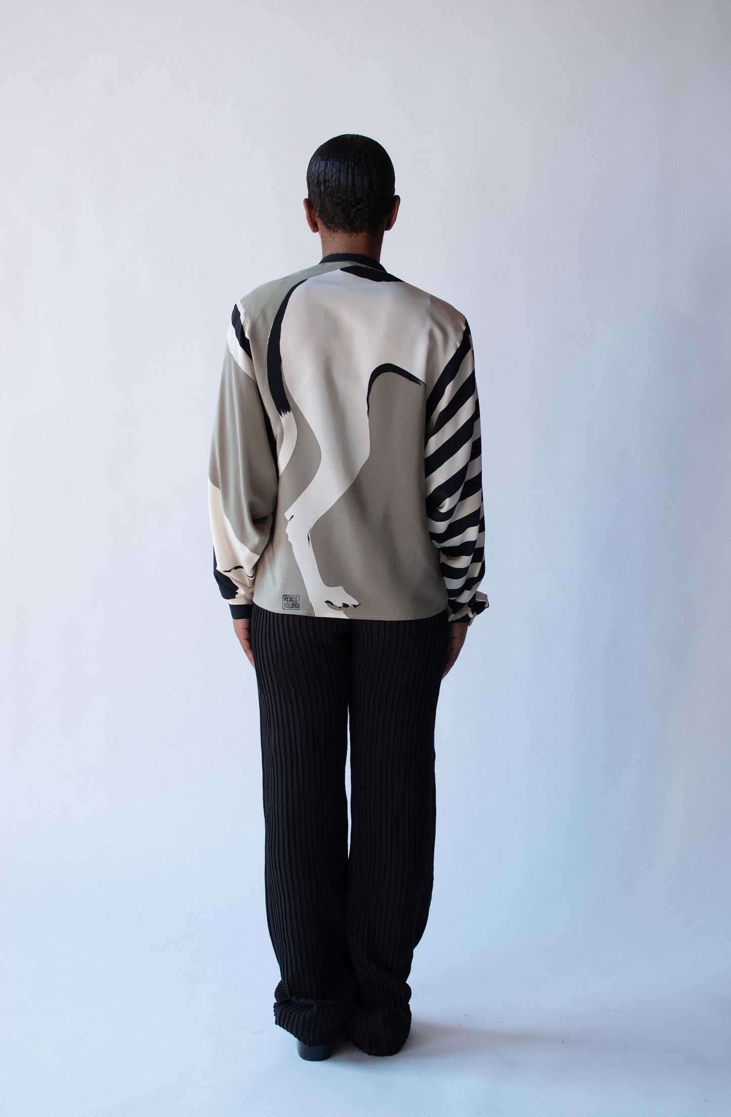 1980s Greyhoud Print Silk Blouse | Michael Vollbracht