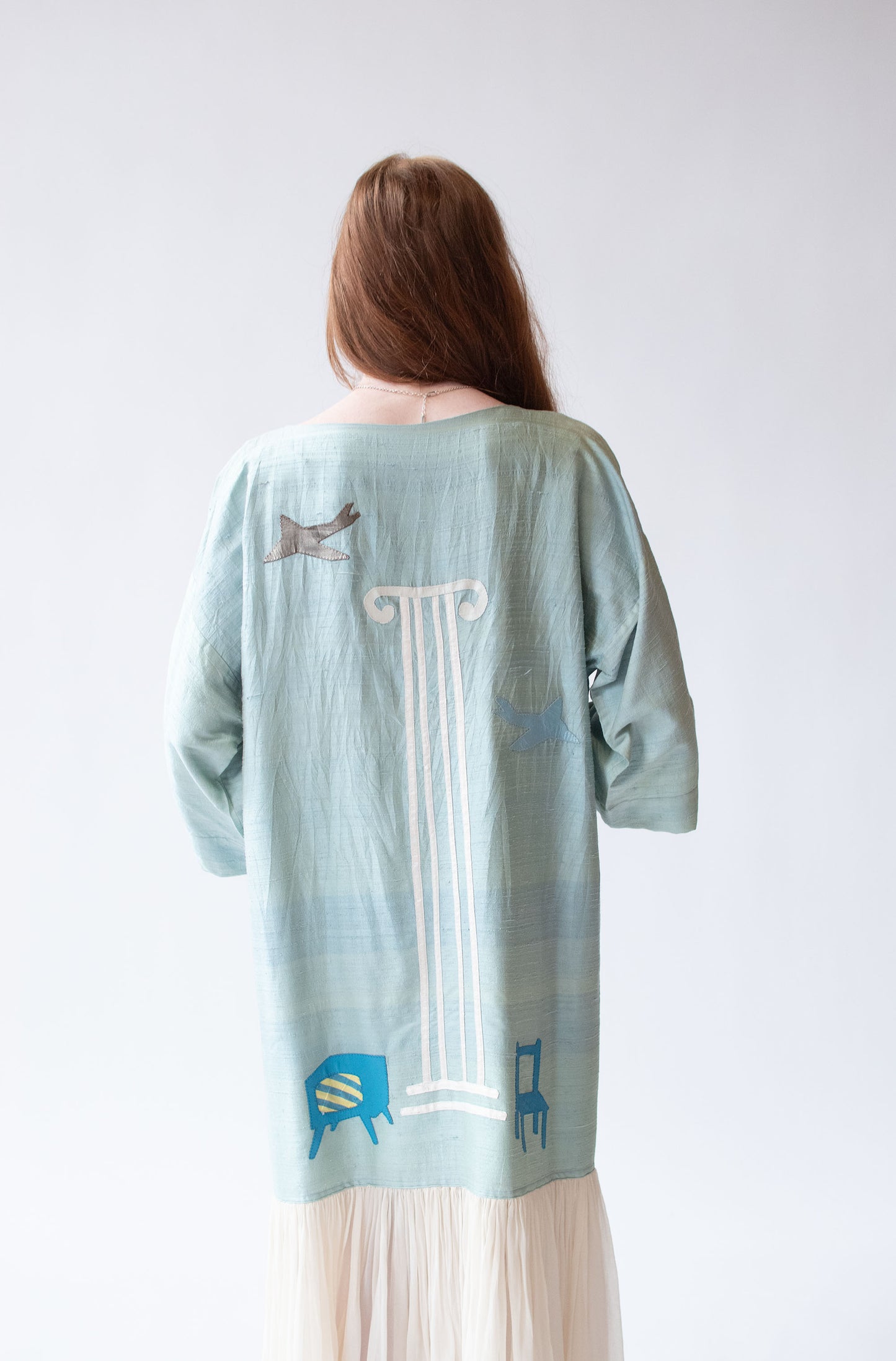 1980s Silk Dress w/ Applique | Tim Jocelyn