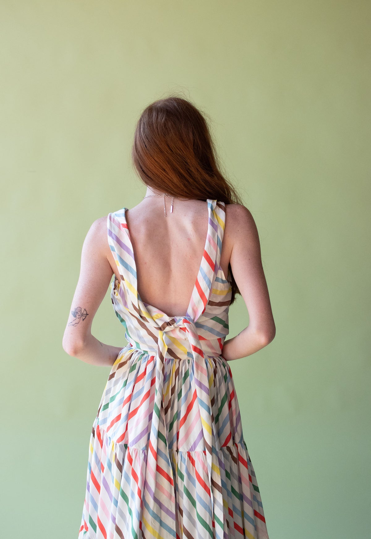 1940s Rainbow Striped Cotton Dress | McMullen