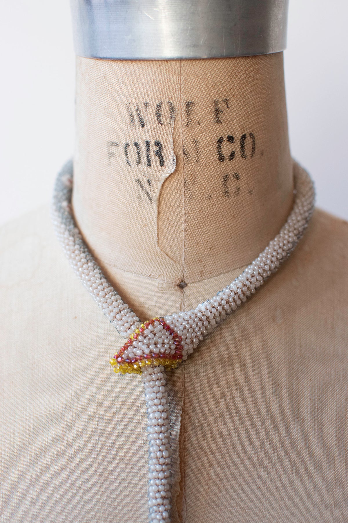 Bead Crochet Snake Necklace | Pale Blue Flower