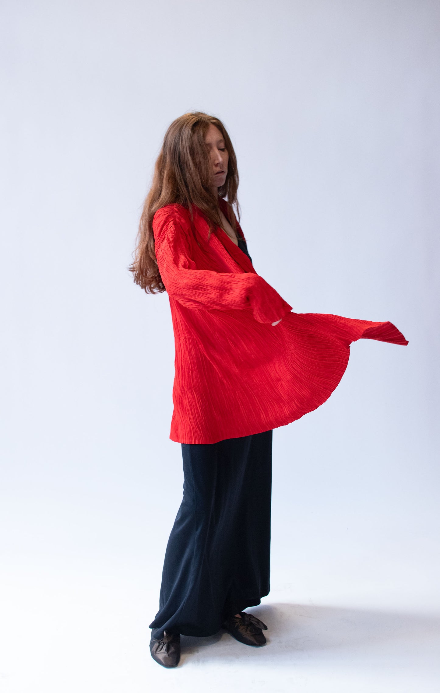 Vermillion Plisse Jacket | Issey Miyake