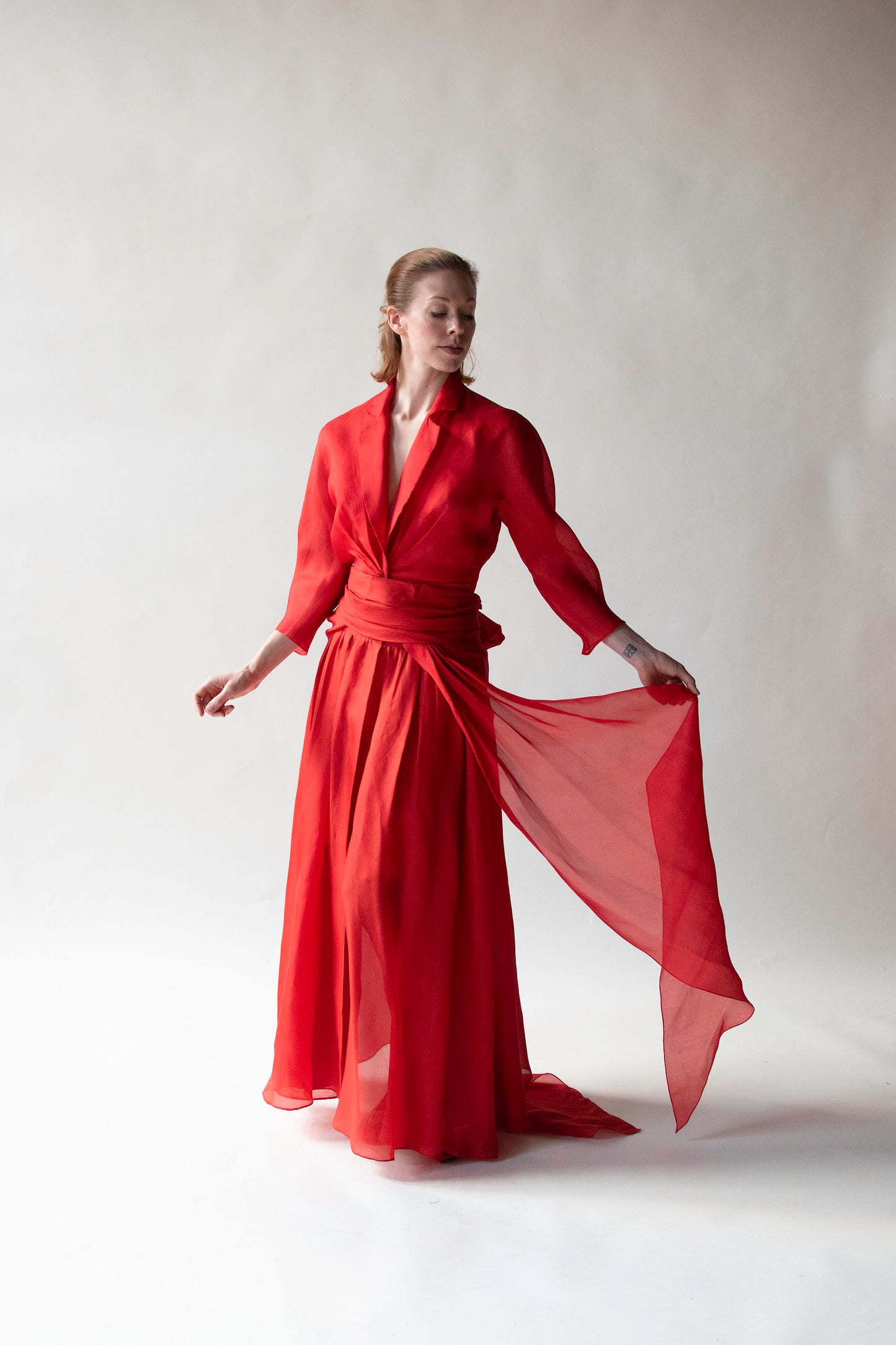 1990s Red Organza Evening Set