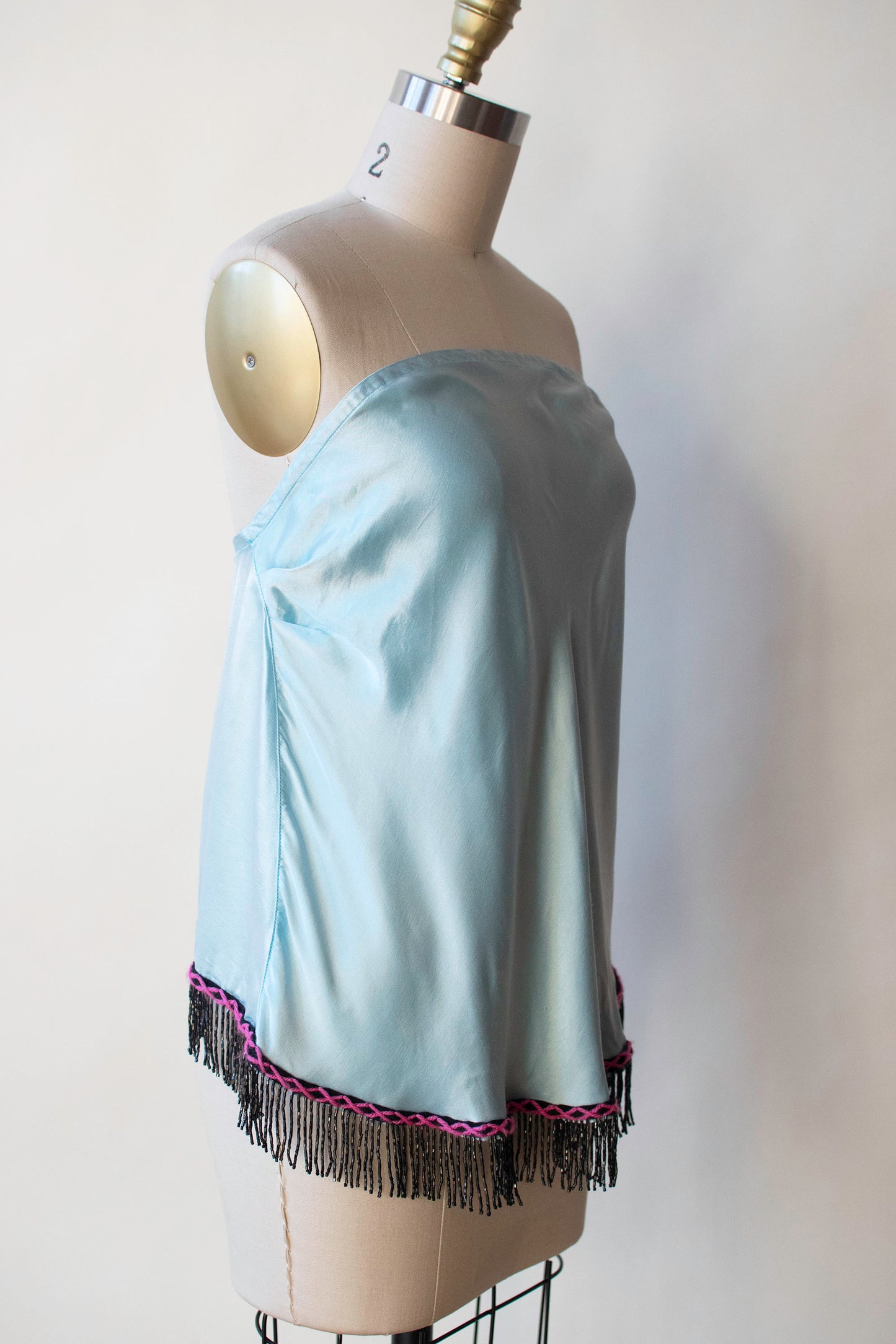 Strapless Blue Top W/ Beaded Fringe | Voyage Invest in the Original