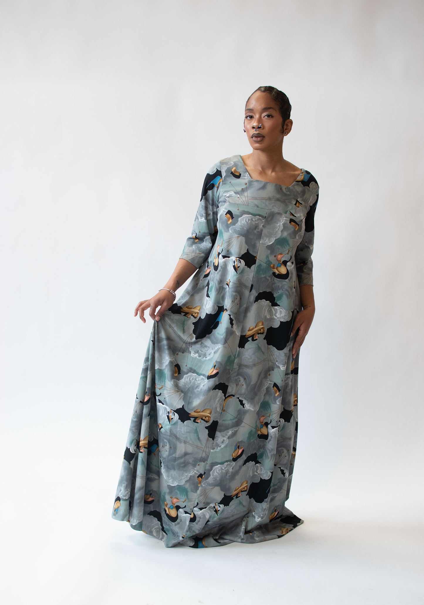 1970s Surrealist Print Dress