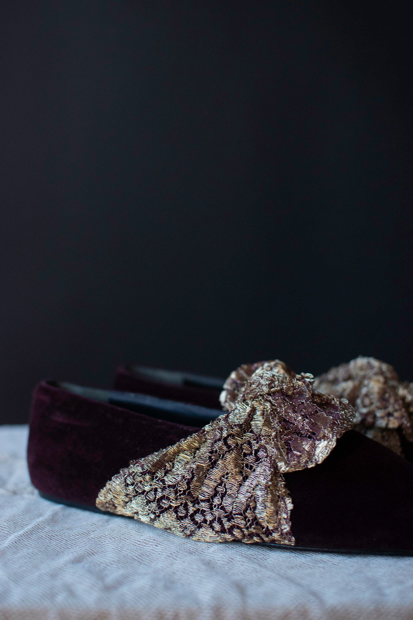 Burgundy Velvet Flats | Romeo Gigli