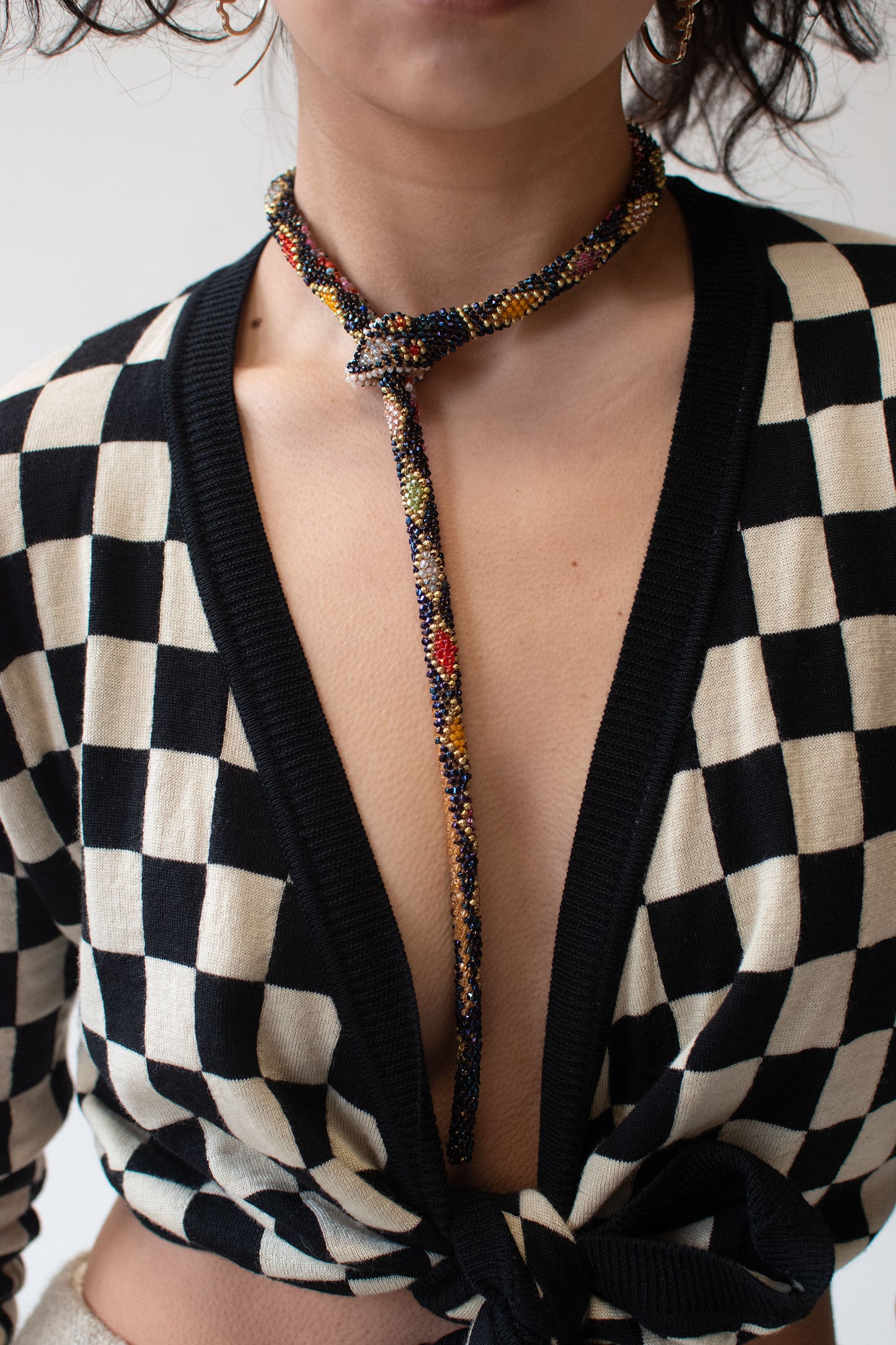 1990s Checkered Wrap Sweater | Moschino