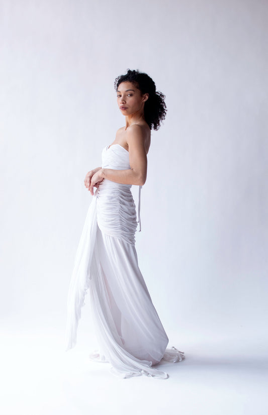 Gathered Chiffon Gown | Wayne Clark