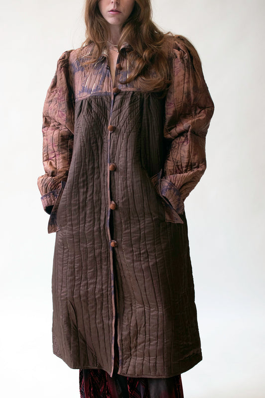 Quilted Coat w/ Gold Lurex Accents