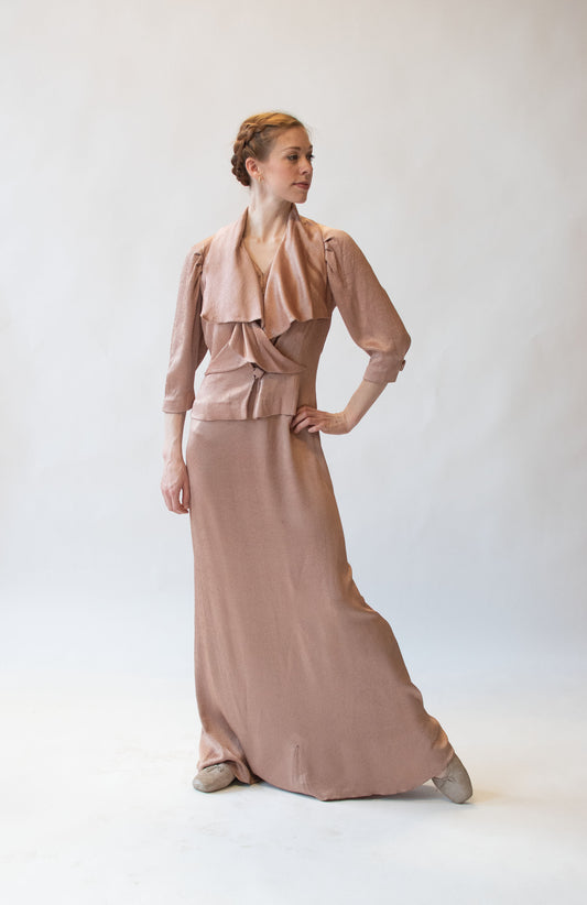 1930s Hammered Satin Gown