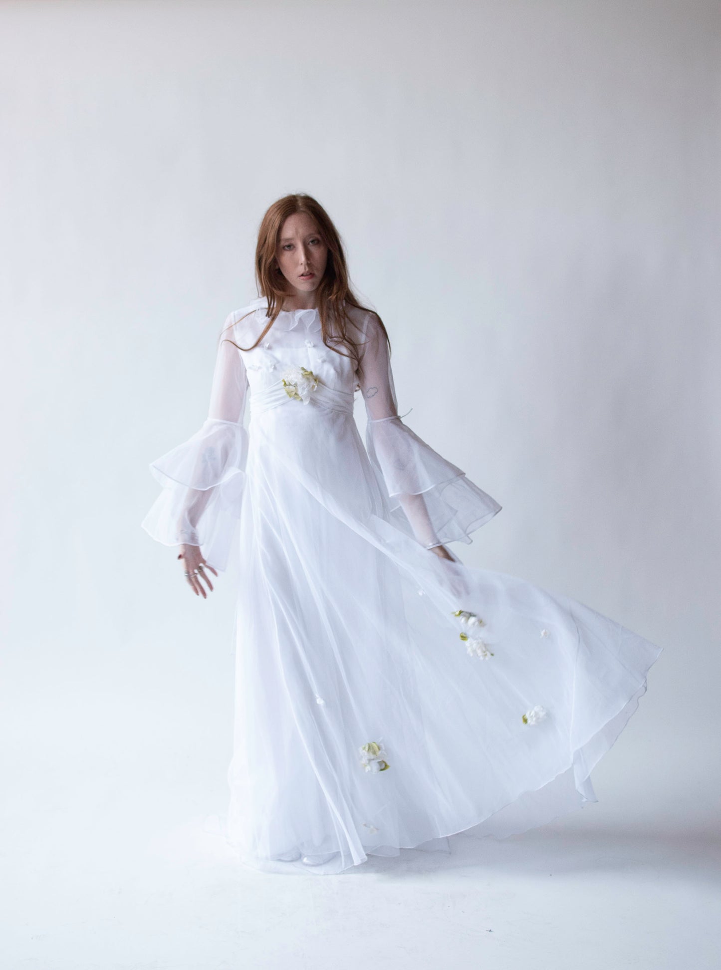1970s Bell Sleeve Wedding Dress