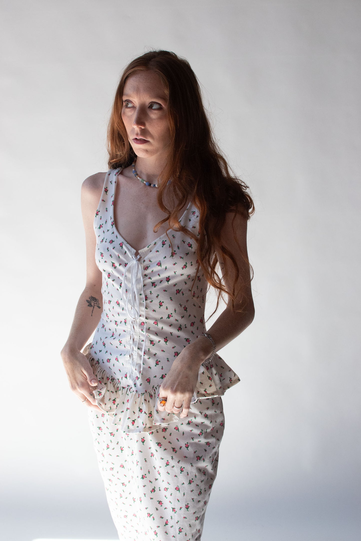 1980s Rose Print Lace Up Dress | Betsey Johnson Punk Label