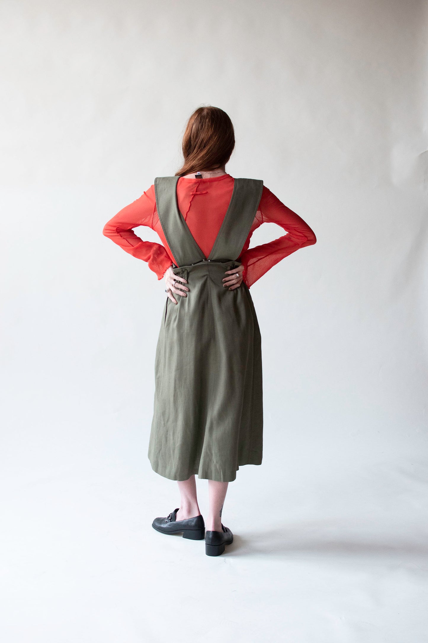 1980s Olive Suspender Skirt