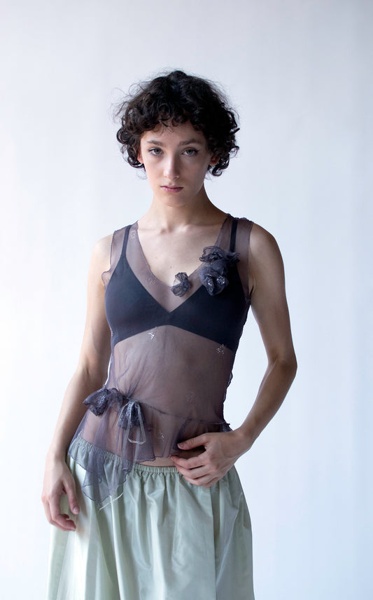 Mesh Tank w/ Sequin Rosettes | Rozae Nichols