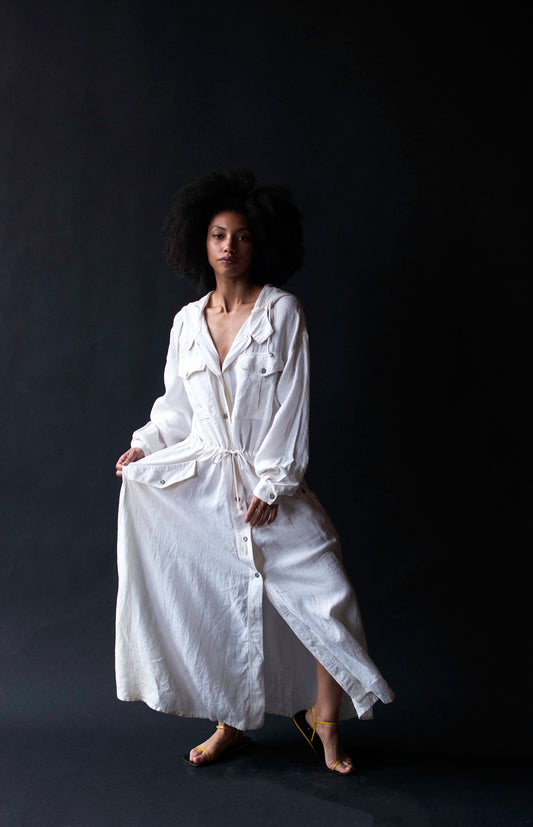 Hooded Linen Duster | DKNY Donna Karan