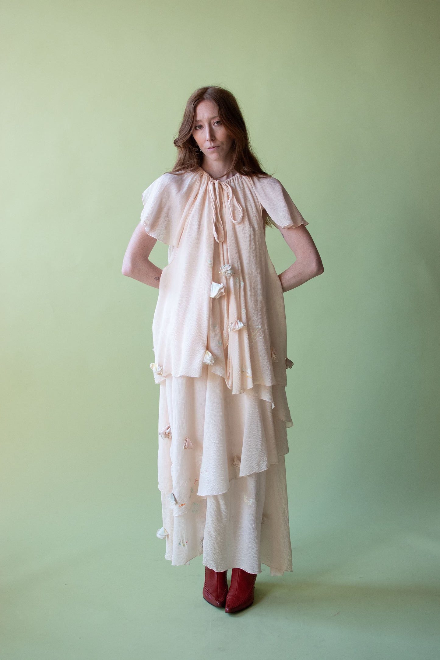 1970s Painted Chiffon Dress Set | Bobolocon