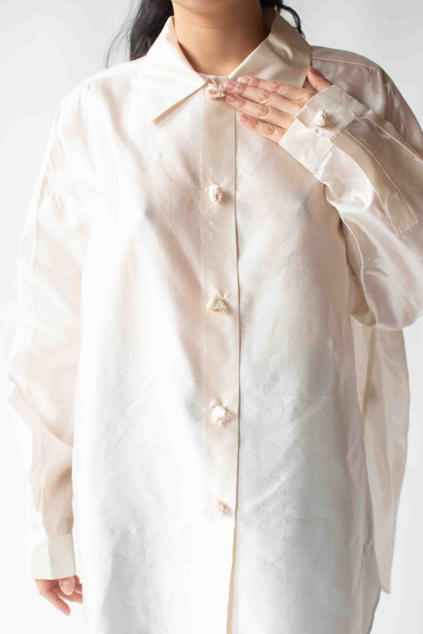 1990s Cream Silk Shirt | Romeo Gigli for Callaghan 1995