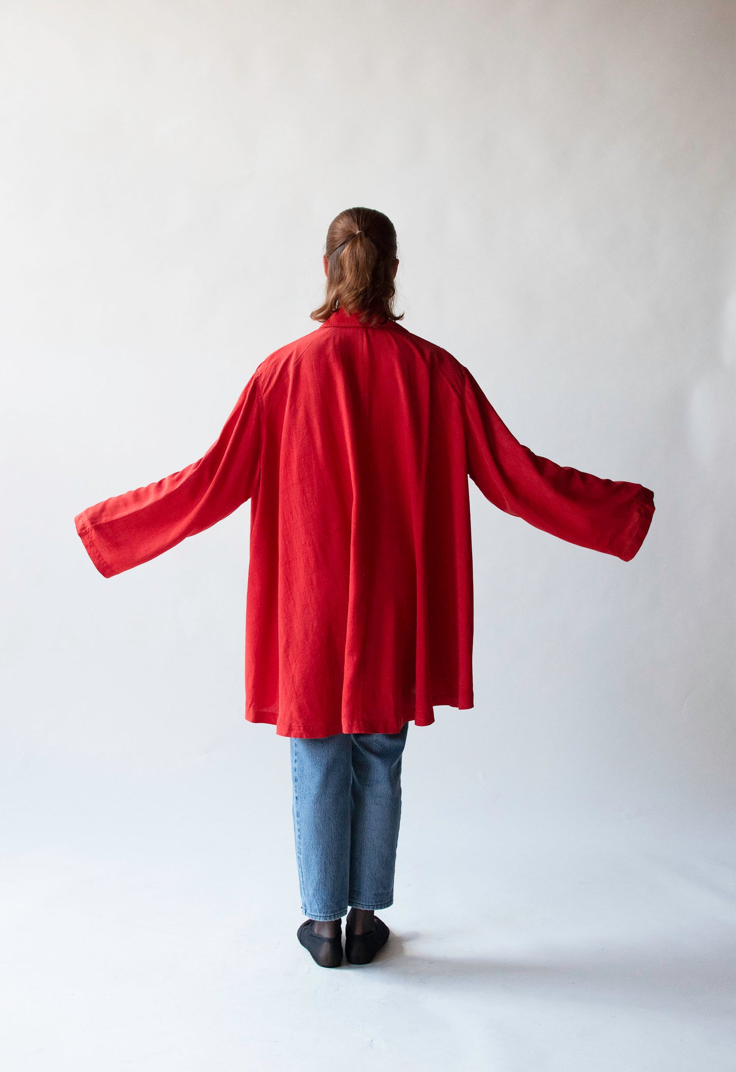 Red Silk Smock Top | Donna Karan