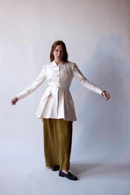 Cream Silk Peplum Jacket | Isaac Mizrahi