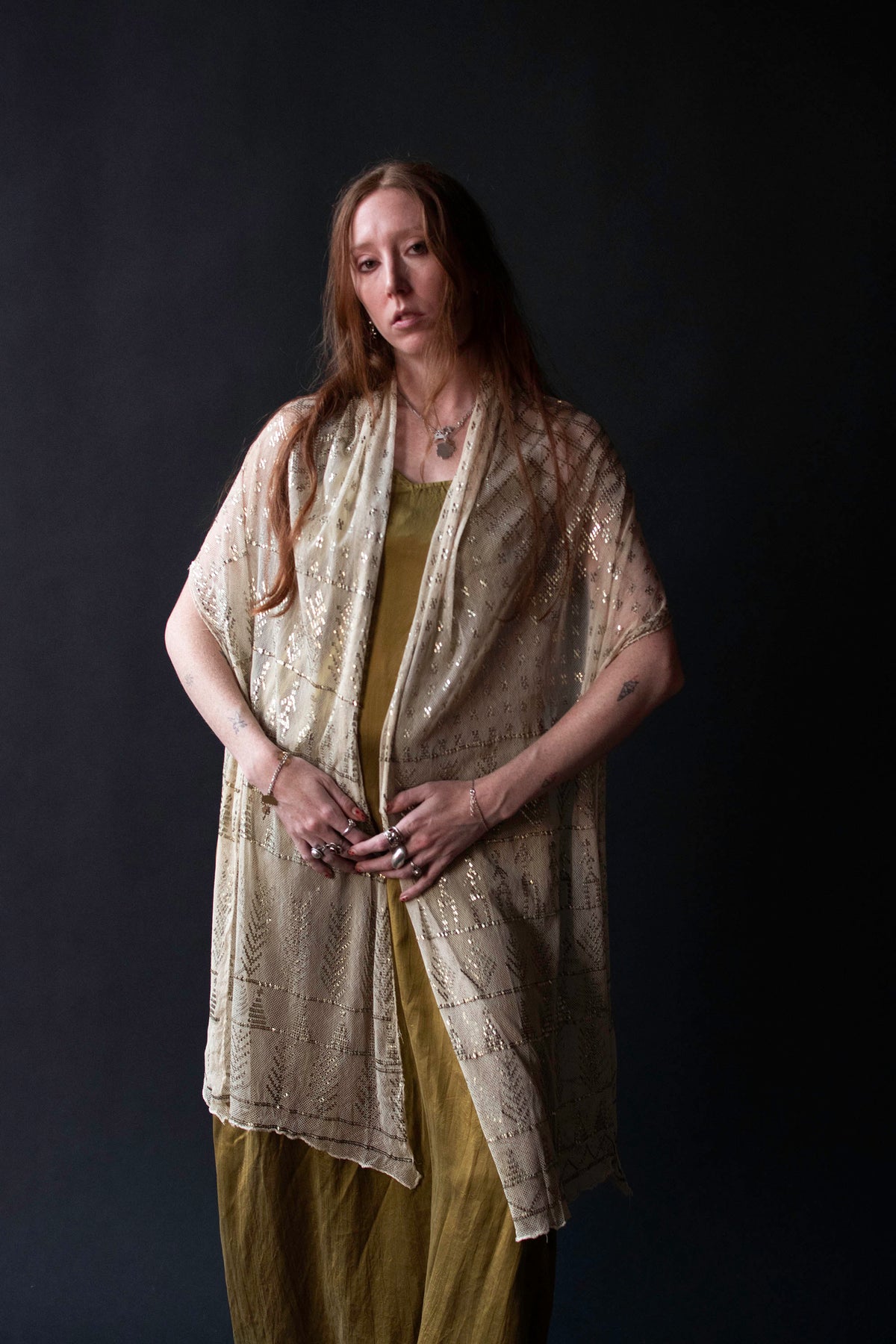 1920s Assuit Tulle bi Telli Shawl
