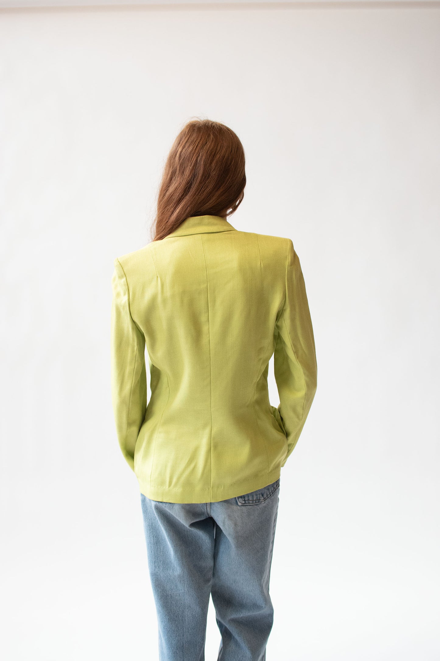 1940s Chartreuse Linen Blazer