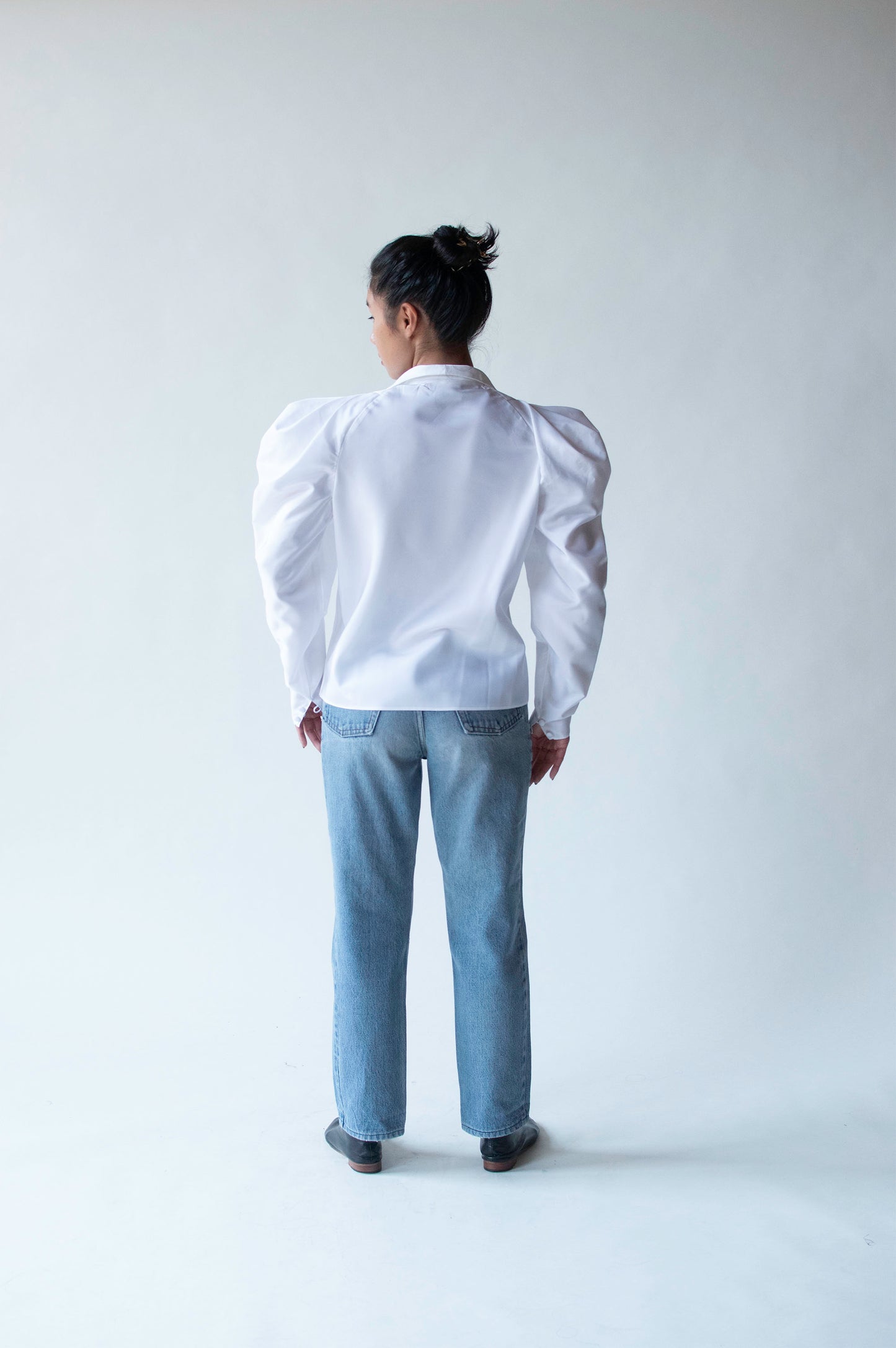 1980s White Taffeta Blouse | Frank Usher