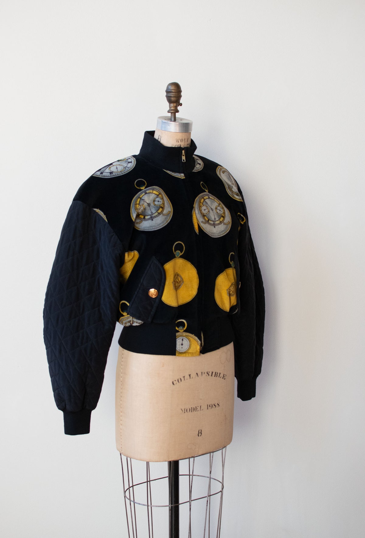 1980s Clock Print Bomber Jacket | Escada