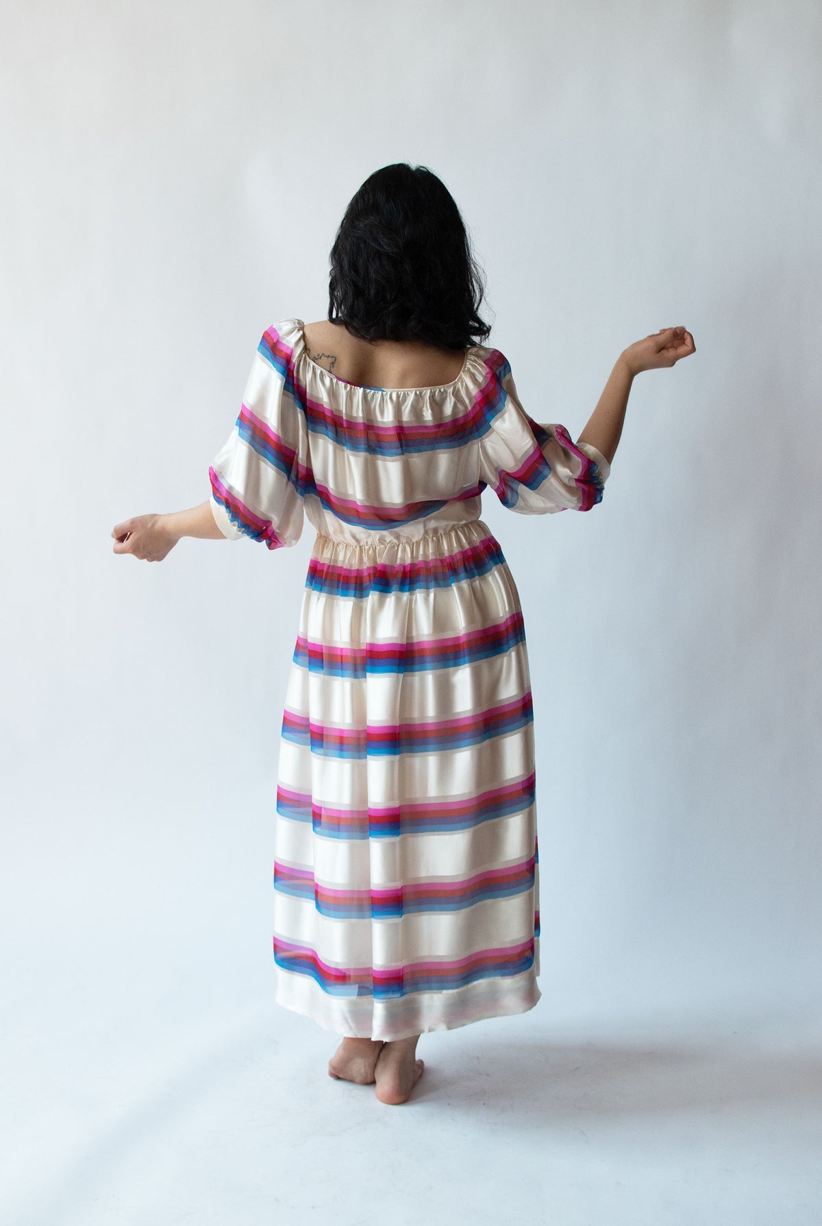 1980s Striped Silk Dress | Albert Nipon