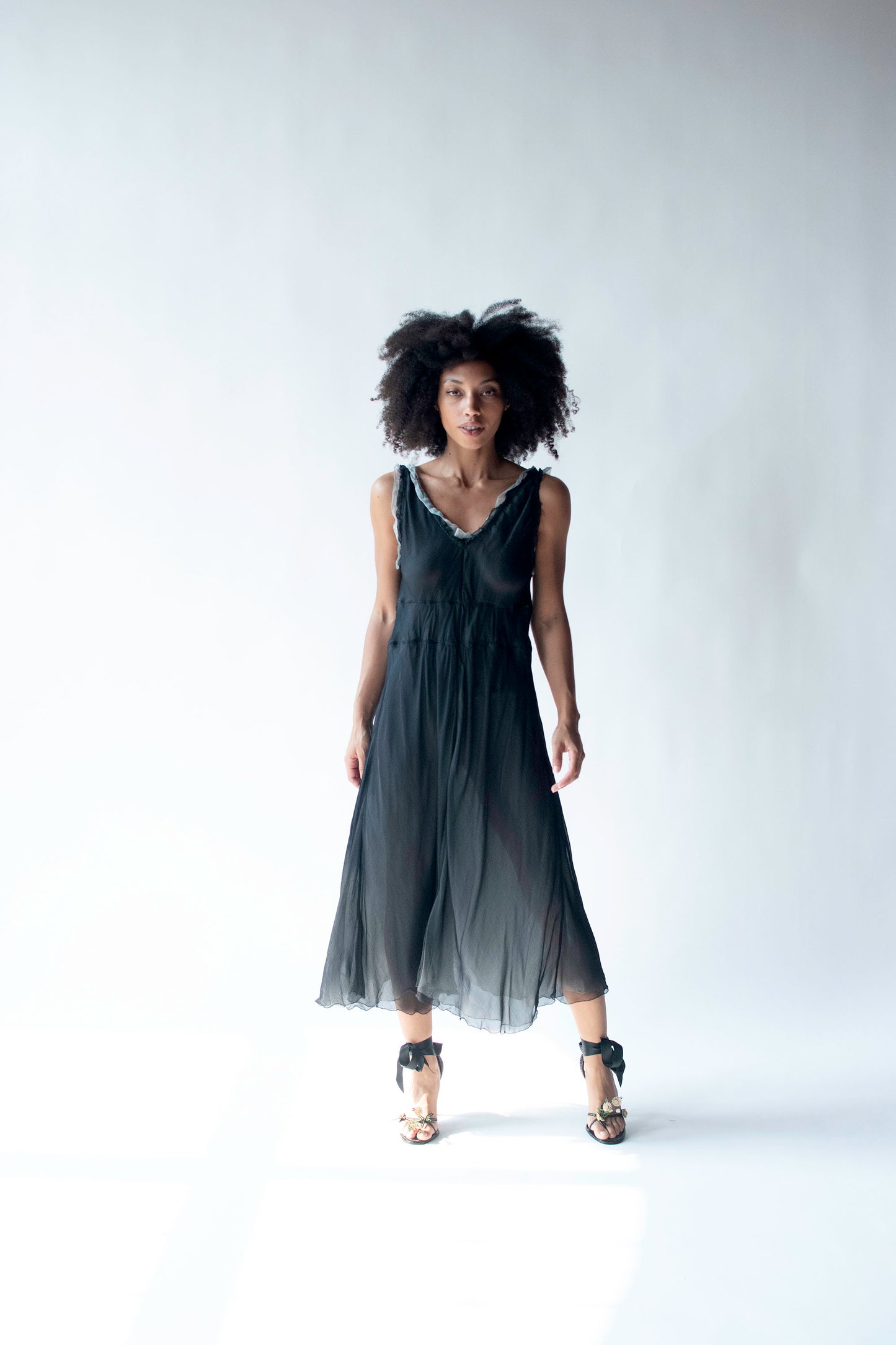 Black Chiffon Dress | Alberta Ferretti