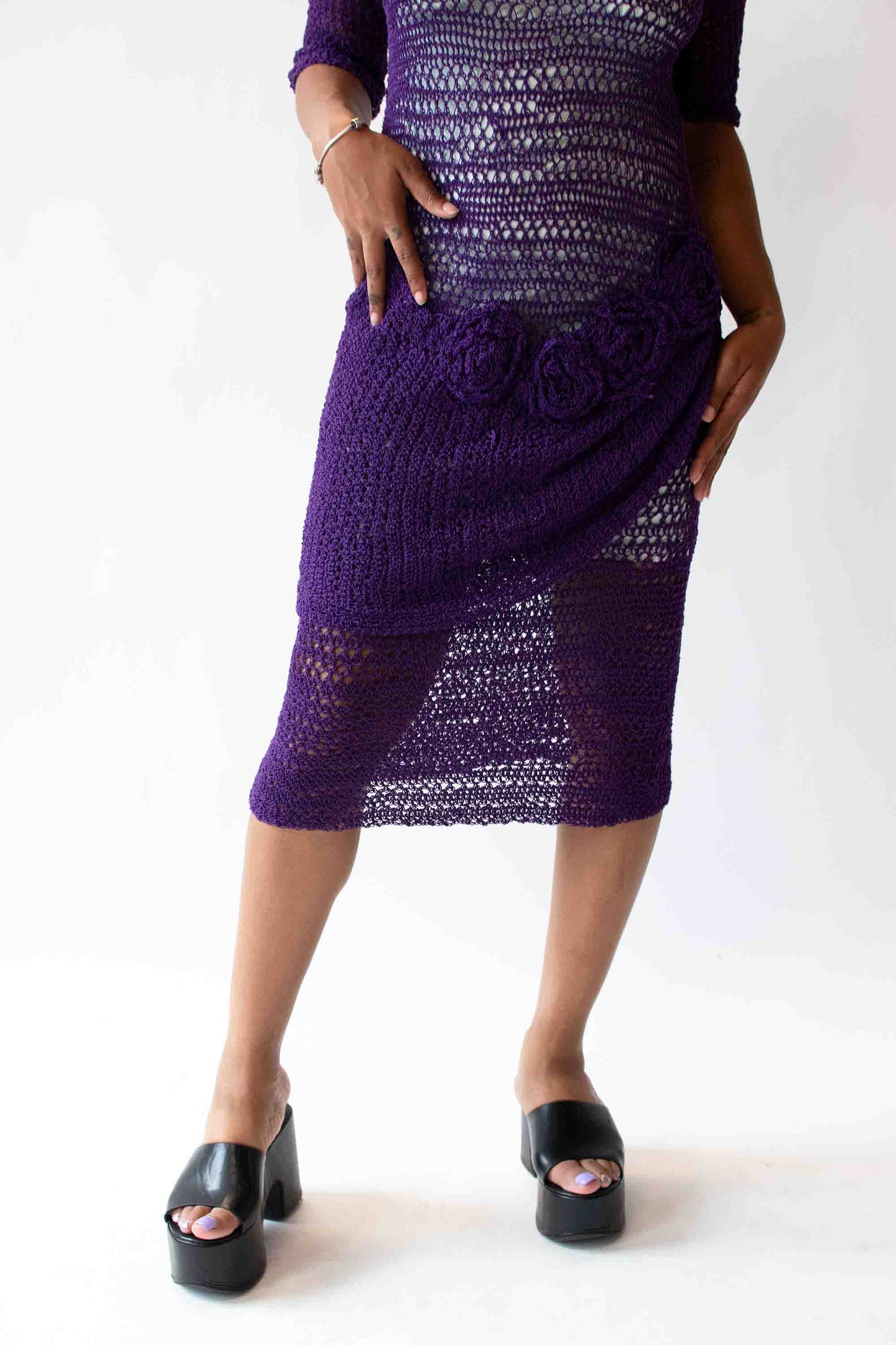 1990s Purple Crochet dress