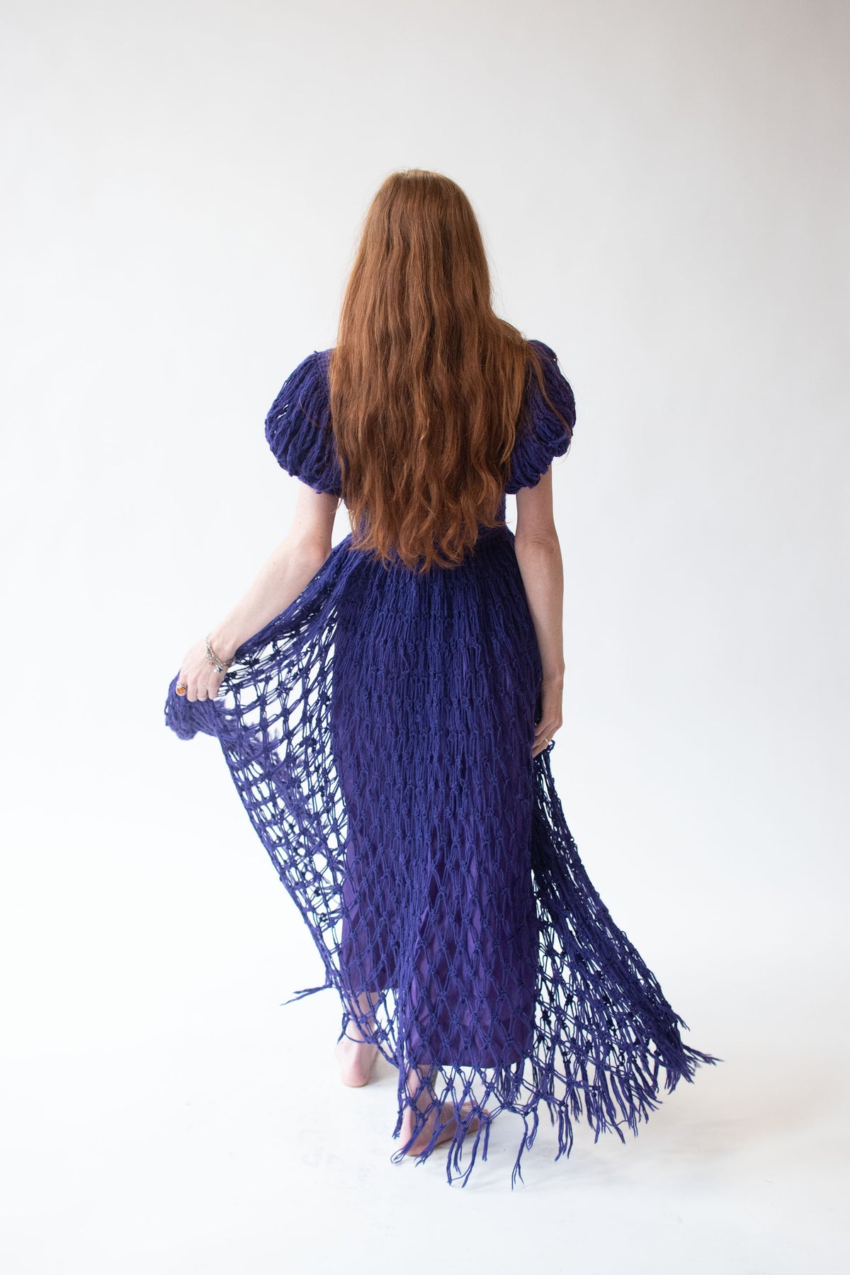 1970s Purple Crochet Dress