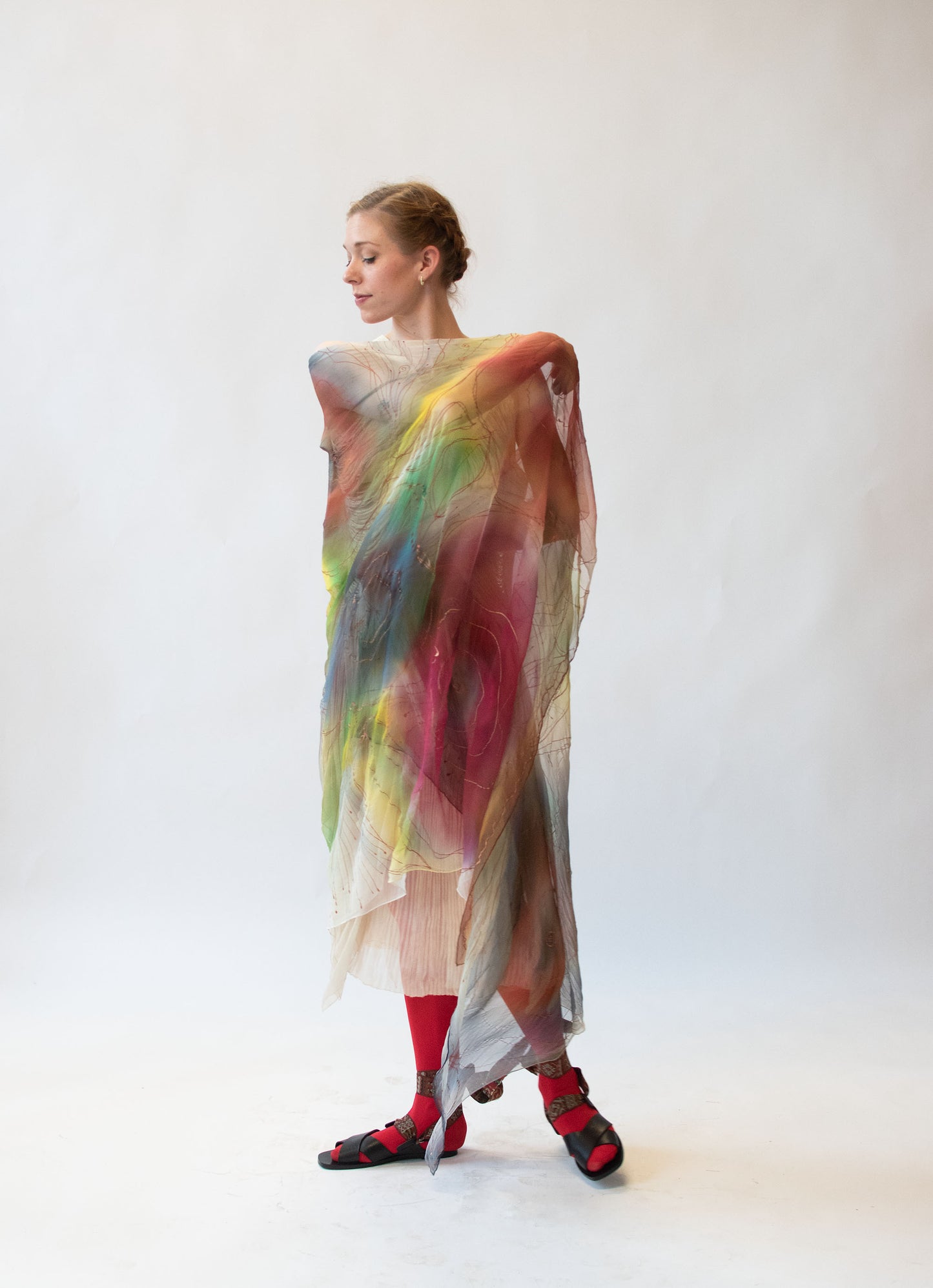 Hand painted chiffon scarf