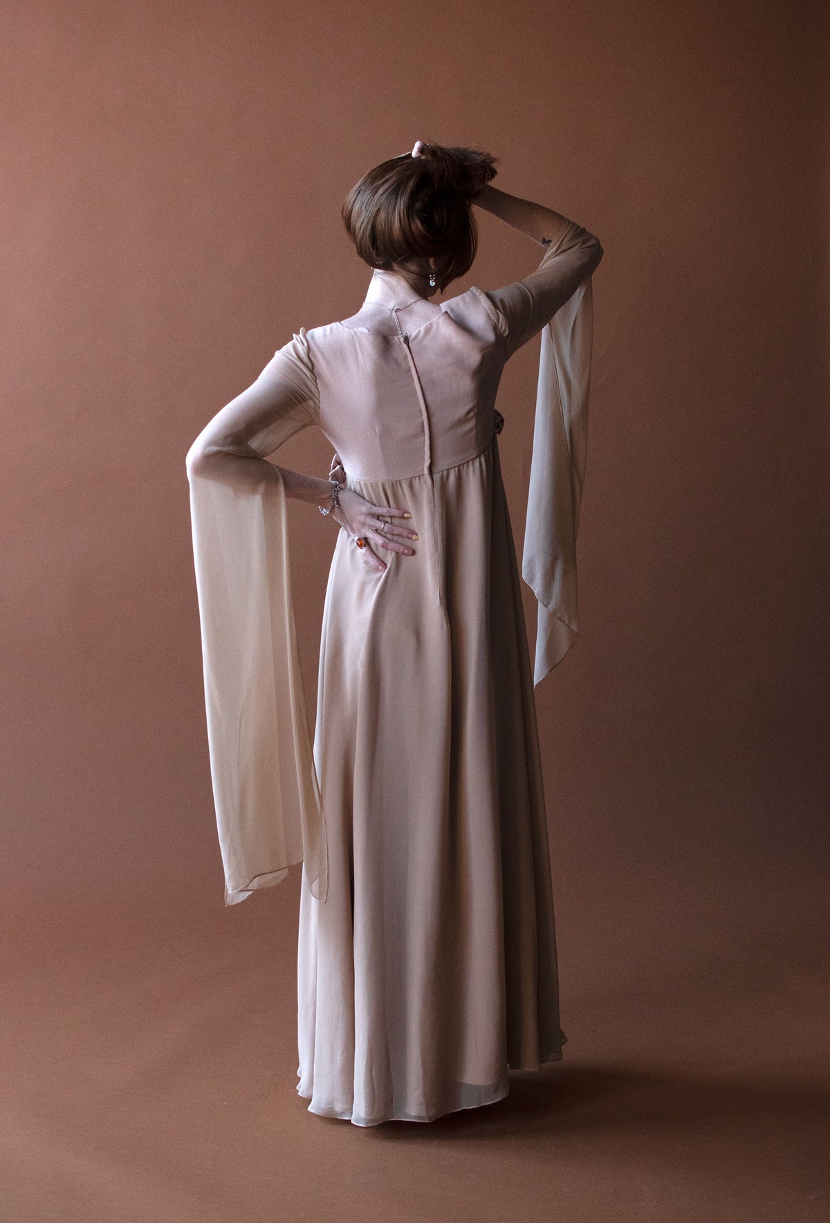 Beige Rosette Dress