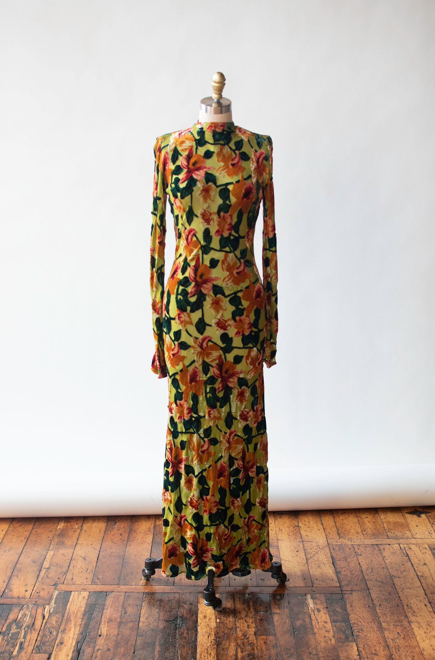 1990s Burnout Velvet Dress | | Laureano Beverly Hills