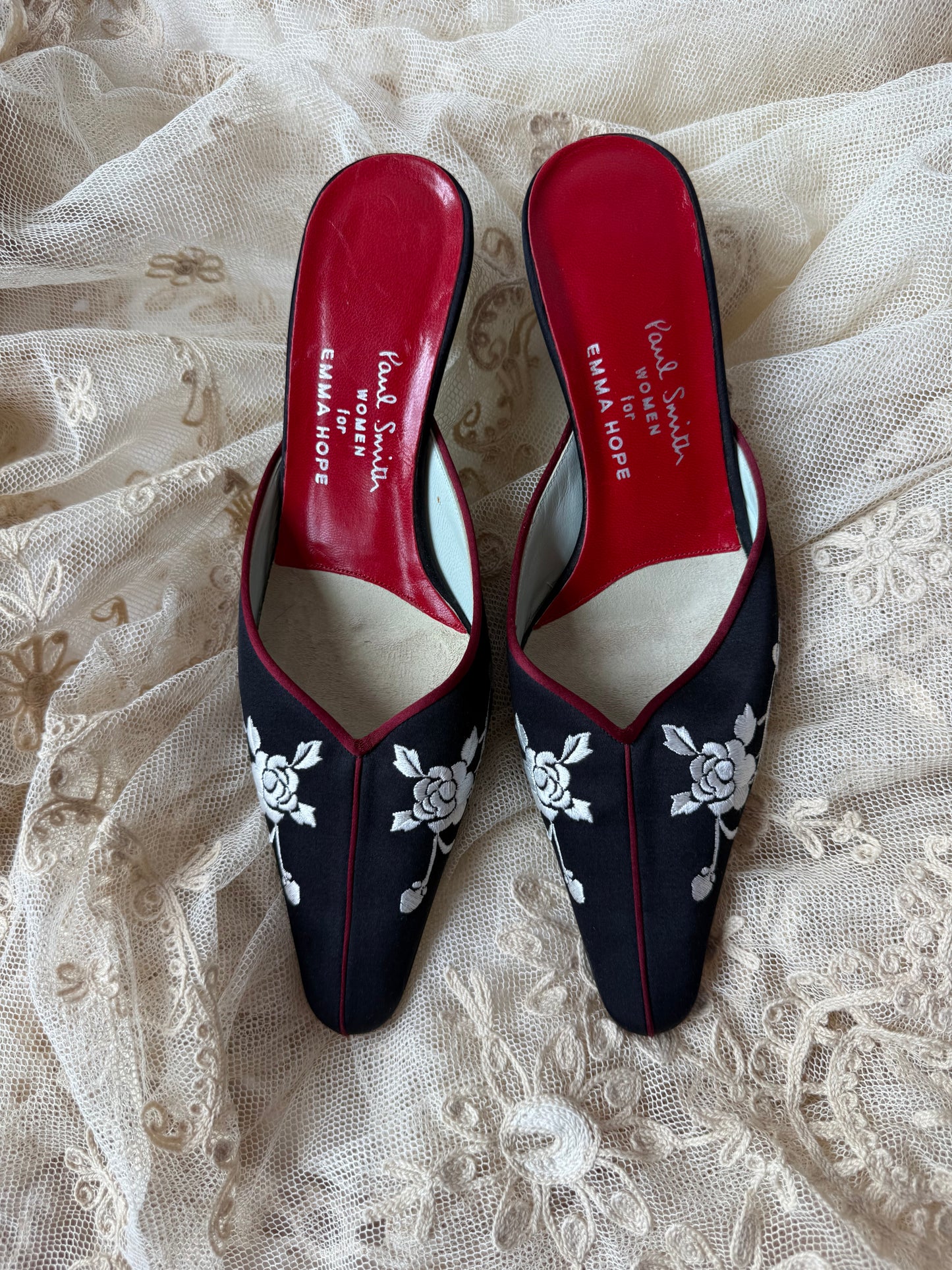 Embroidered Silk Mules | Paul Smith for Emma Hope