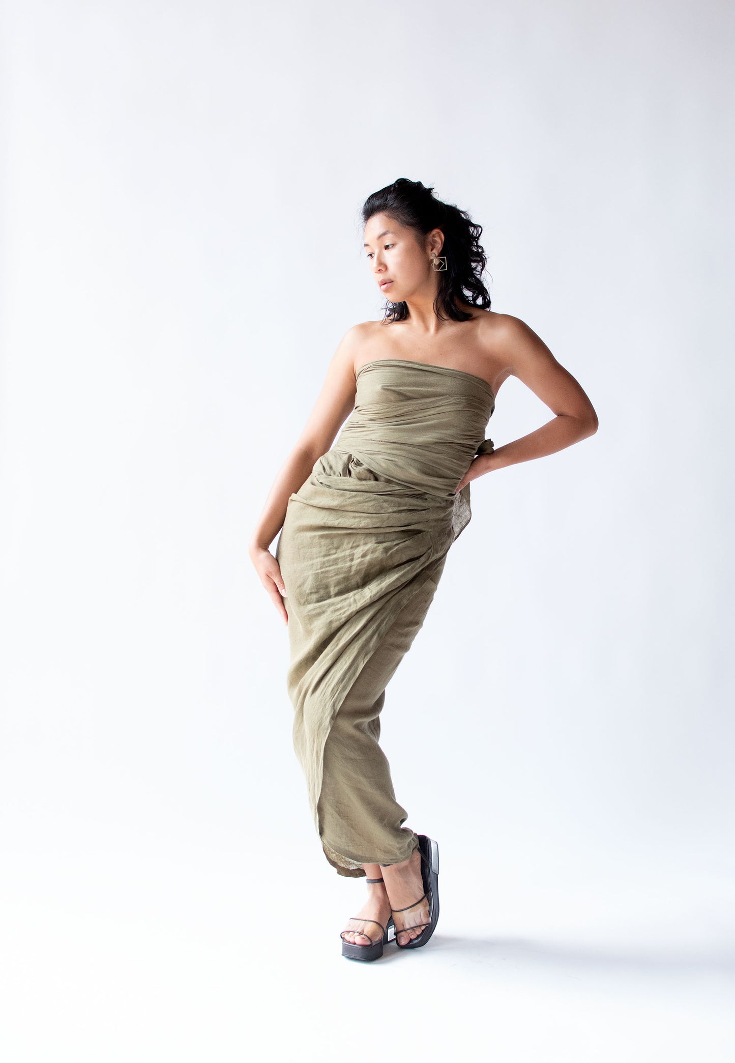 Convertible Linen Wrap Skirt / Dress | Romeo Gigli for Callaghan 1989