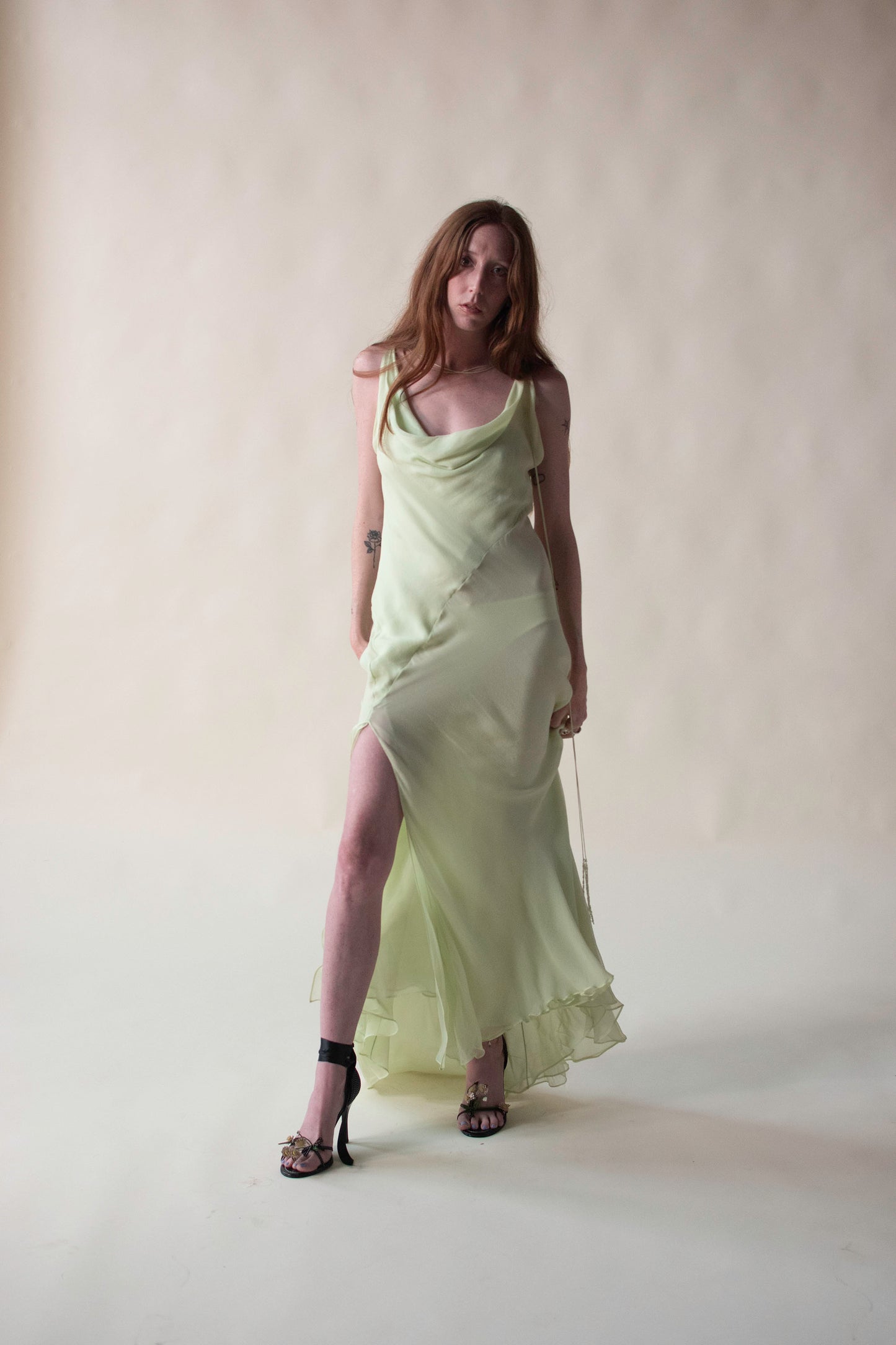 Celery Chiffon Gown | Krizia SS 2005