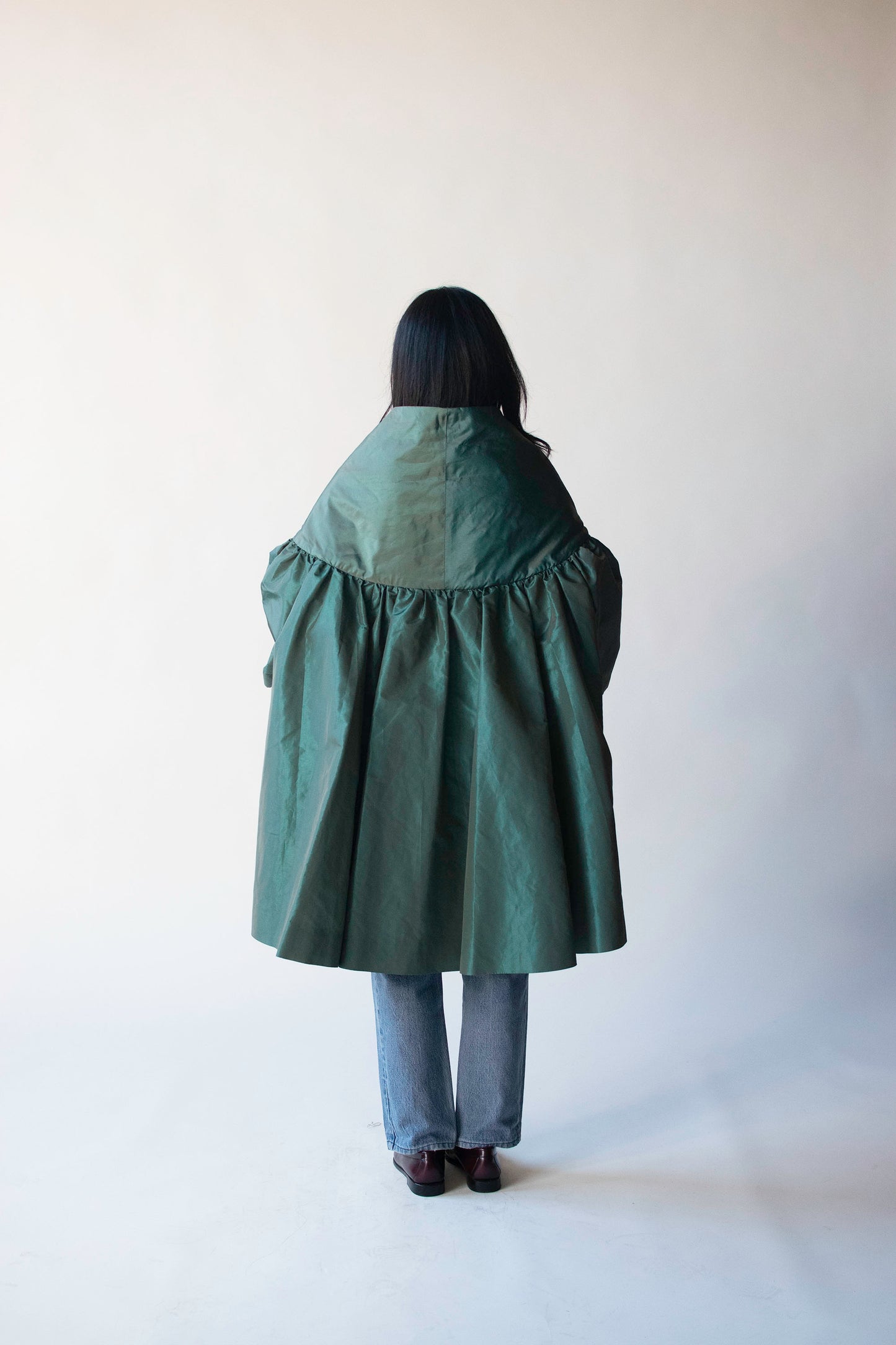 Iridescent Green Evening Coat | Victor Costa