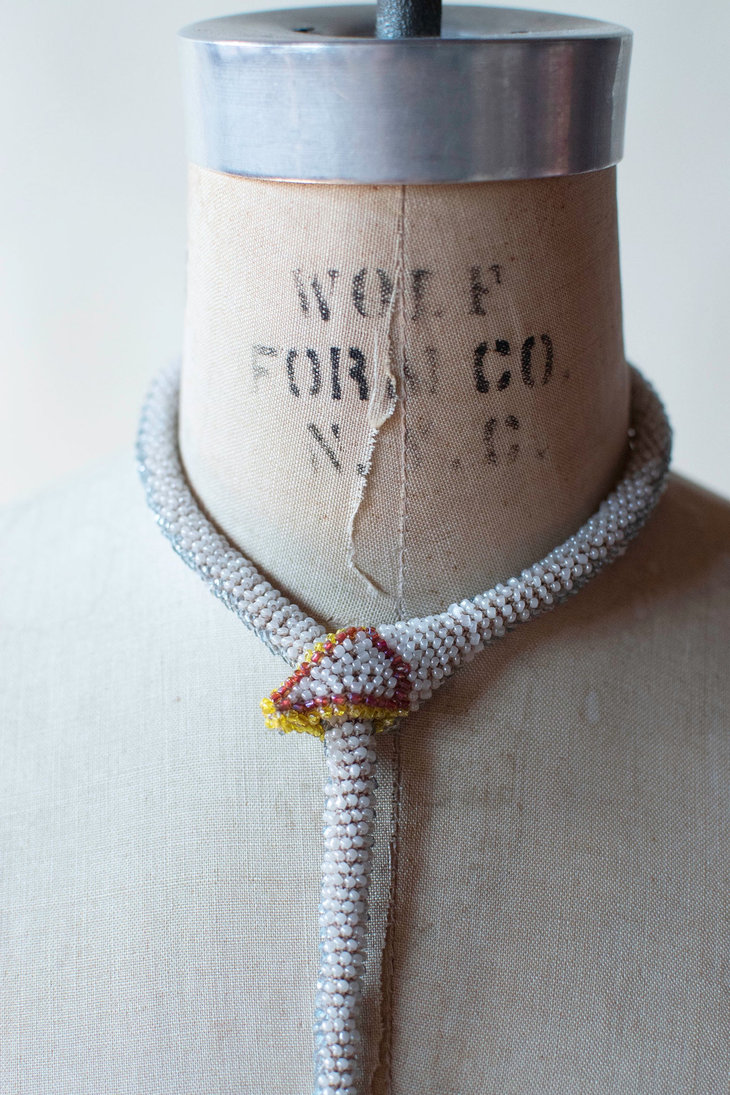 Bead Crochet Snake | Pale Blue Flower
