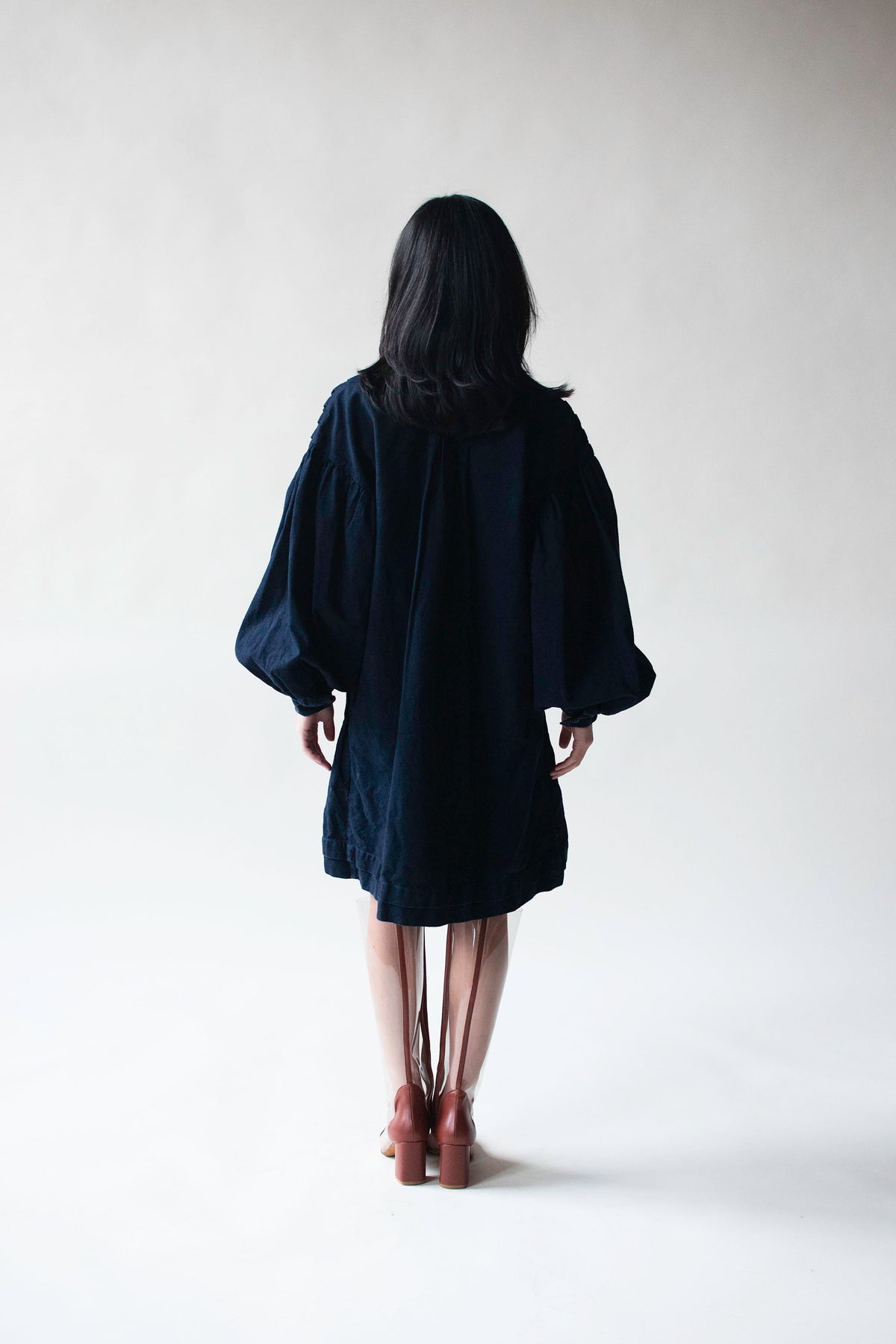 Indigo Balloon Sleeve Dress | Jan Barboglio