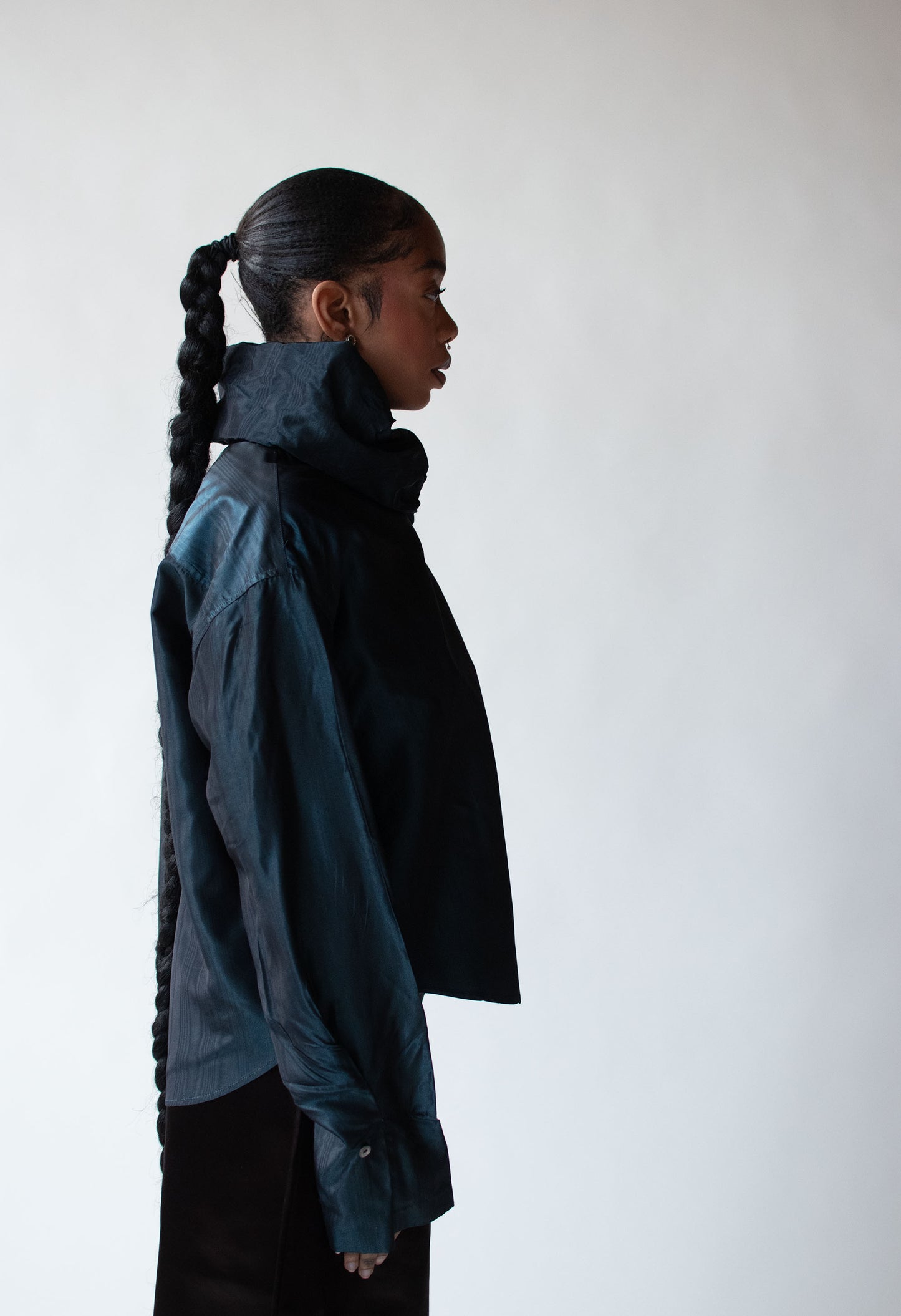 Navy Moire Blouse | Romeo Gigli FW 1990