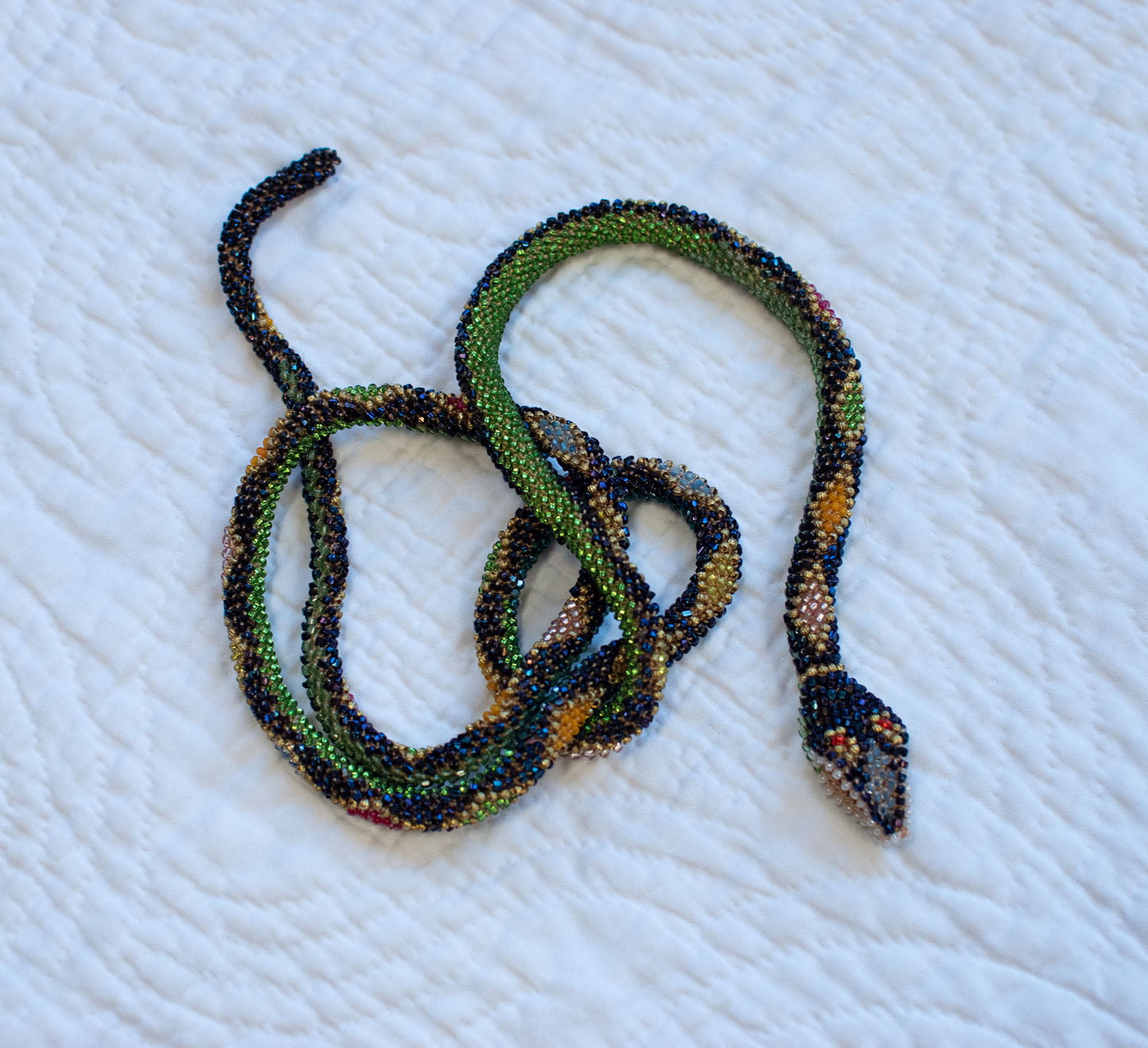 Custom Bead Crochet Snake Necklace | Double Length