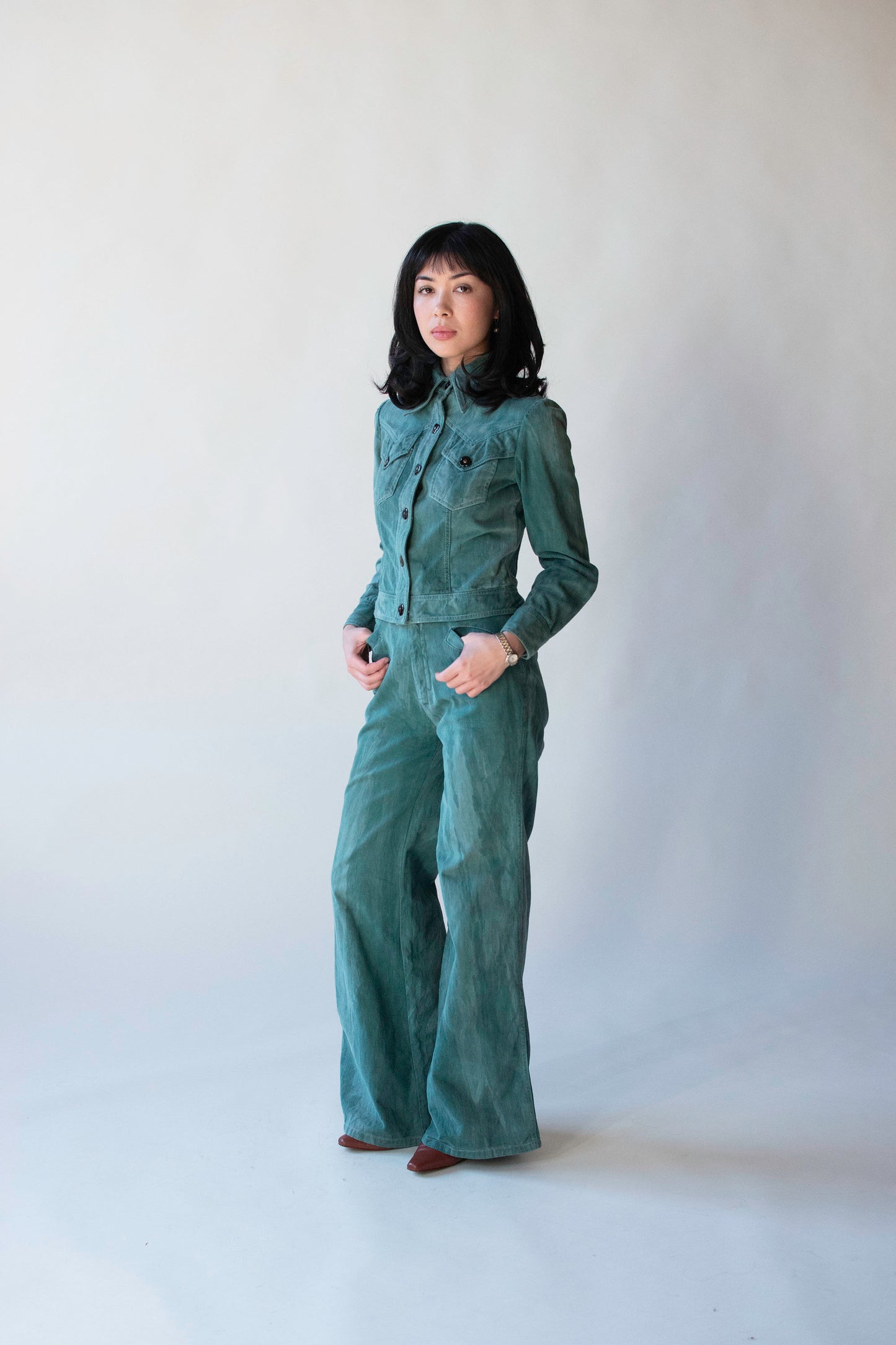 1970s Green Denim Set | Roberto Cavalli